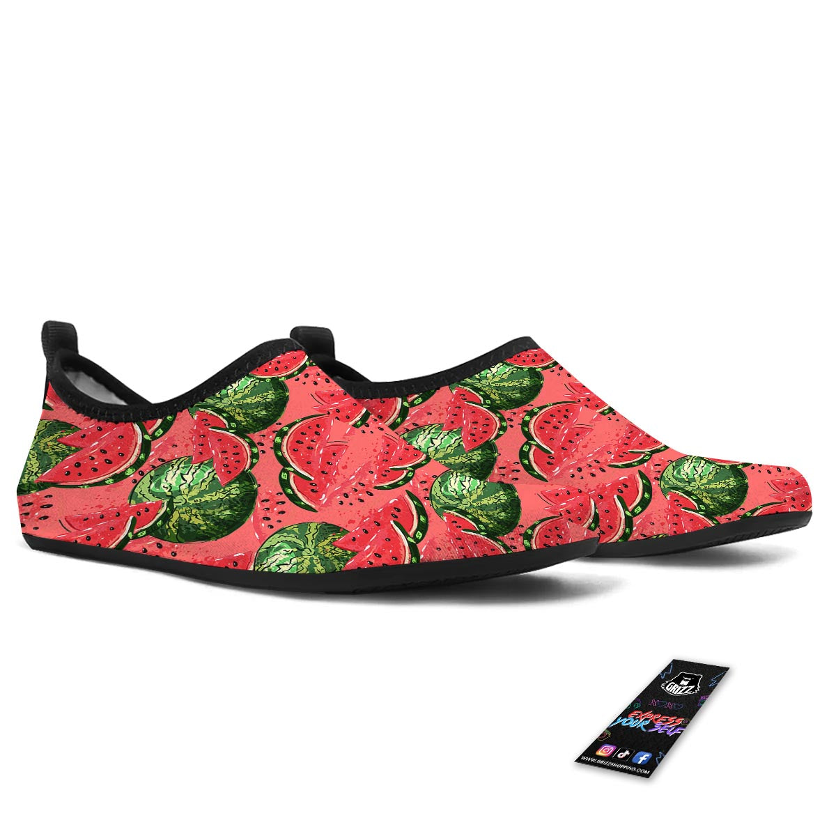 Watermelon Summer Fruits Print Pattern Water Shoes-grizzshop