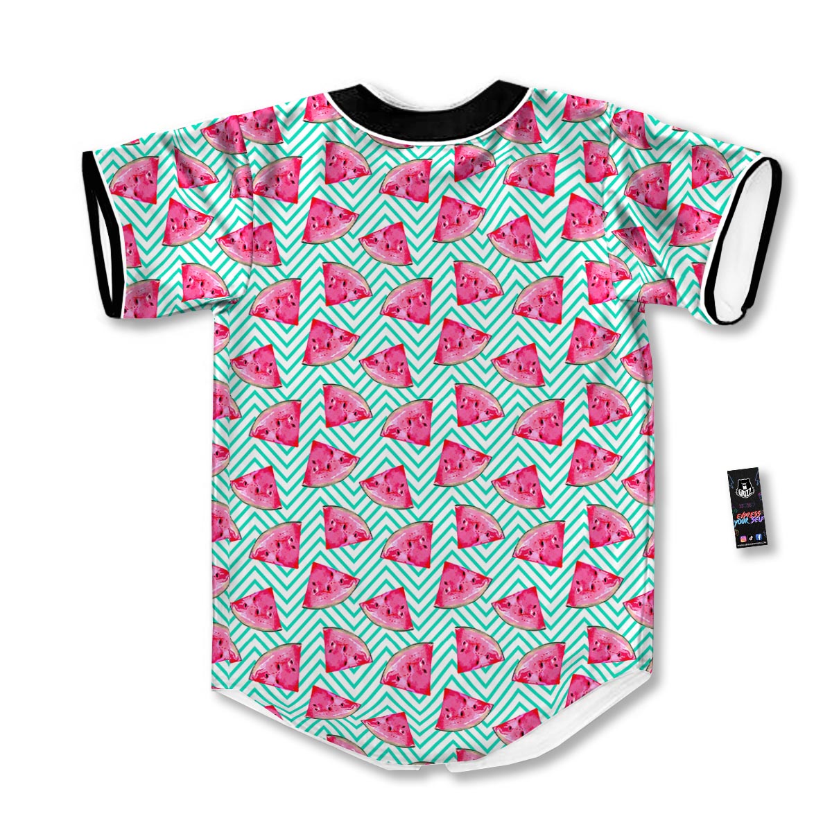 Watermelon Teal Chevron Print Pattern Baseball Jersey-grizzshop