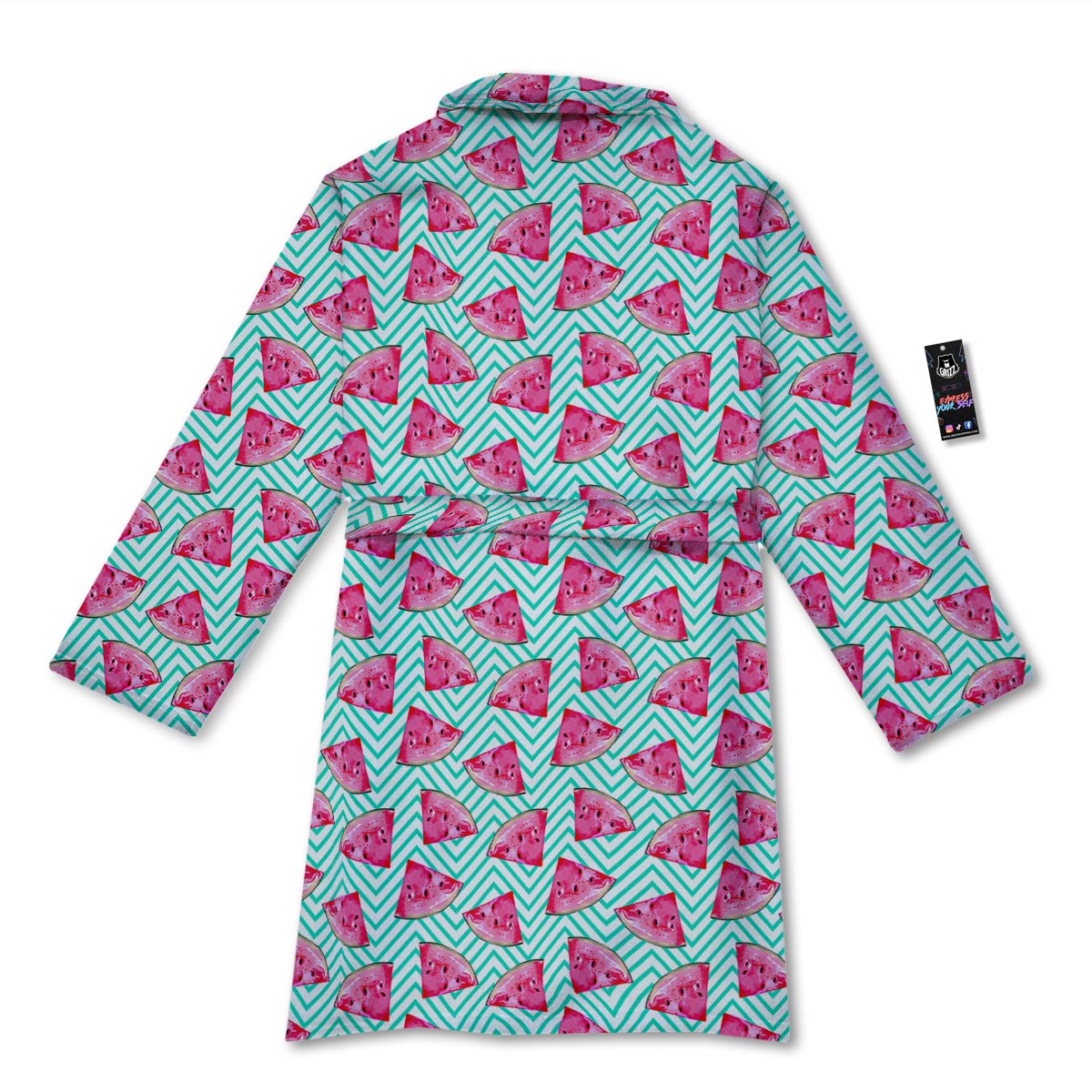Watermelon Teal Chevron Print Pattern Bathrobe-grizzshop