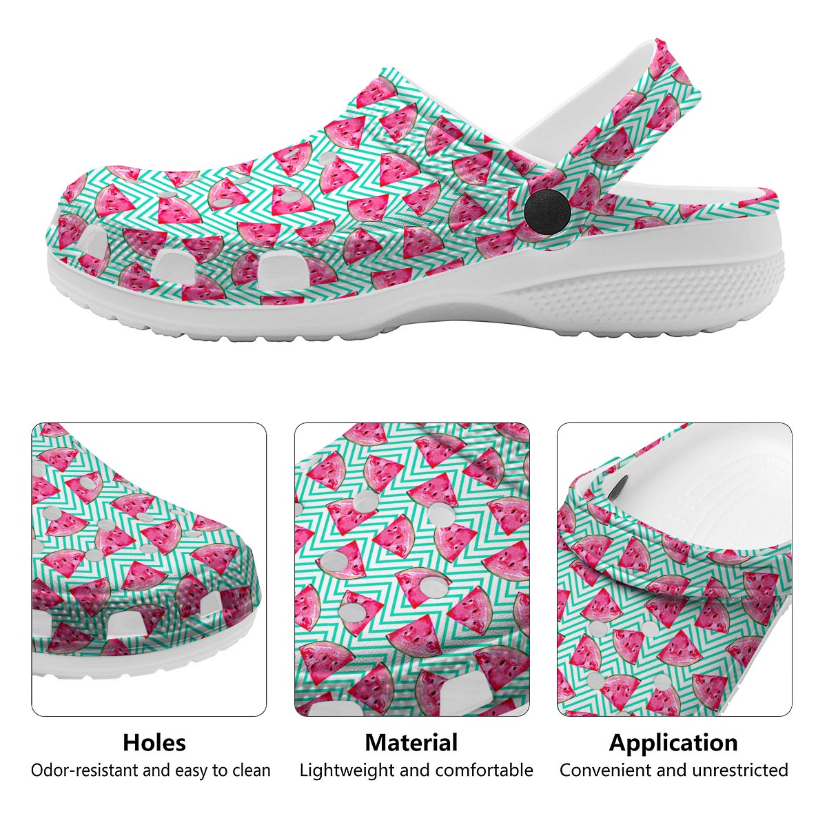 Watermelon Teal Chevron Print Pattern Clog-grizzshop