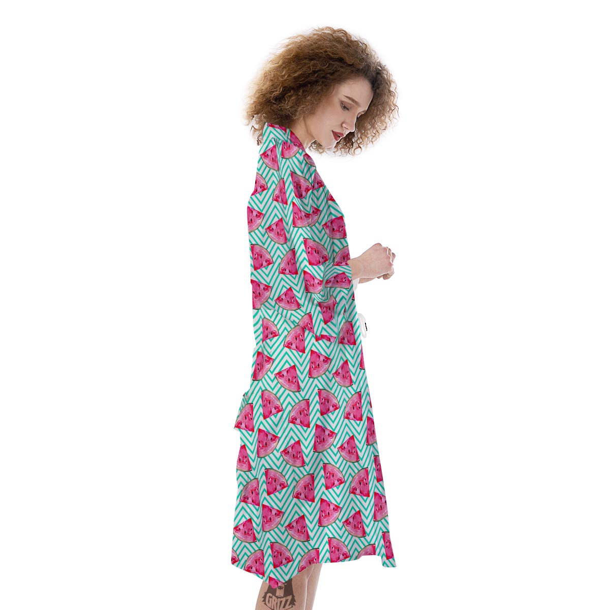 Watermelon Teal Chevron Print Pattern Kimono-grizzshop
