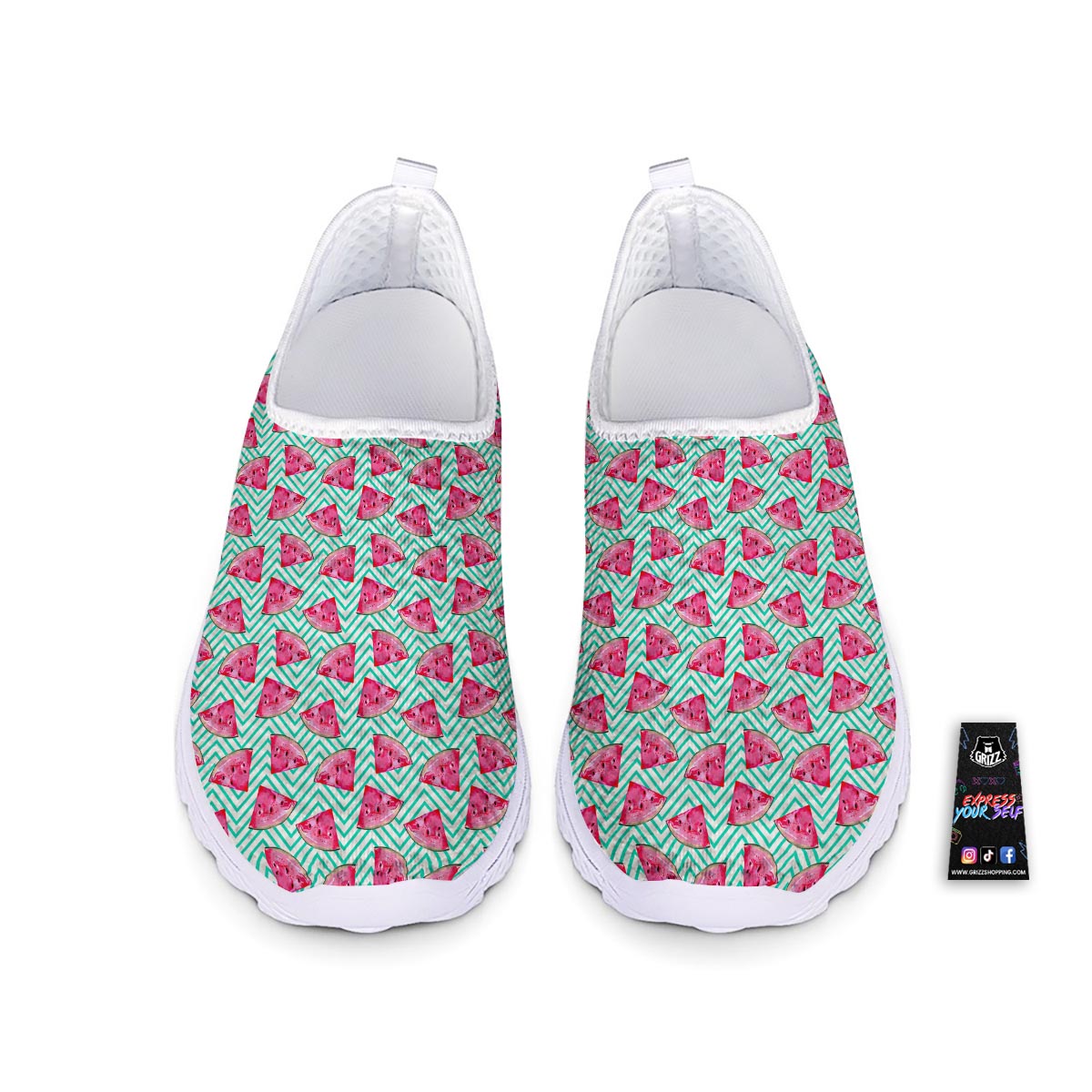 Watermelon Teal Chevron Print Pattern Nurse Shoes-grizzshop