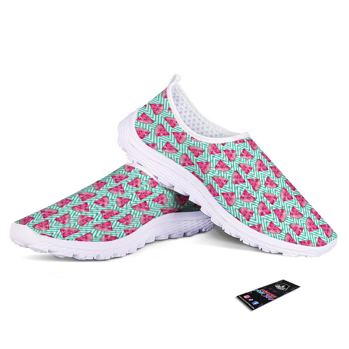 Watermelon Teal Chevron Print Pattern Nurse Shoes-grizzshop