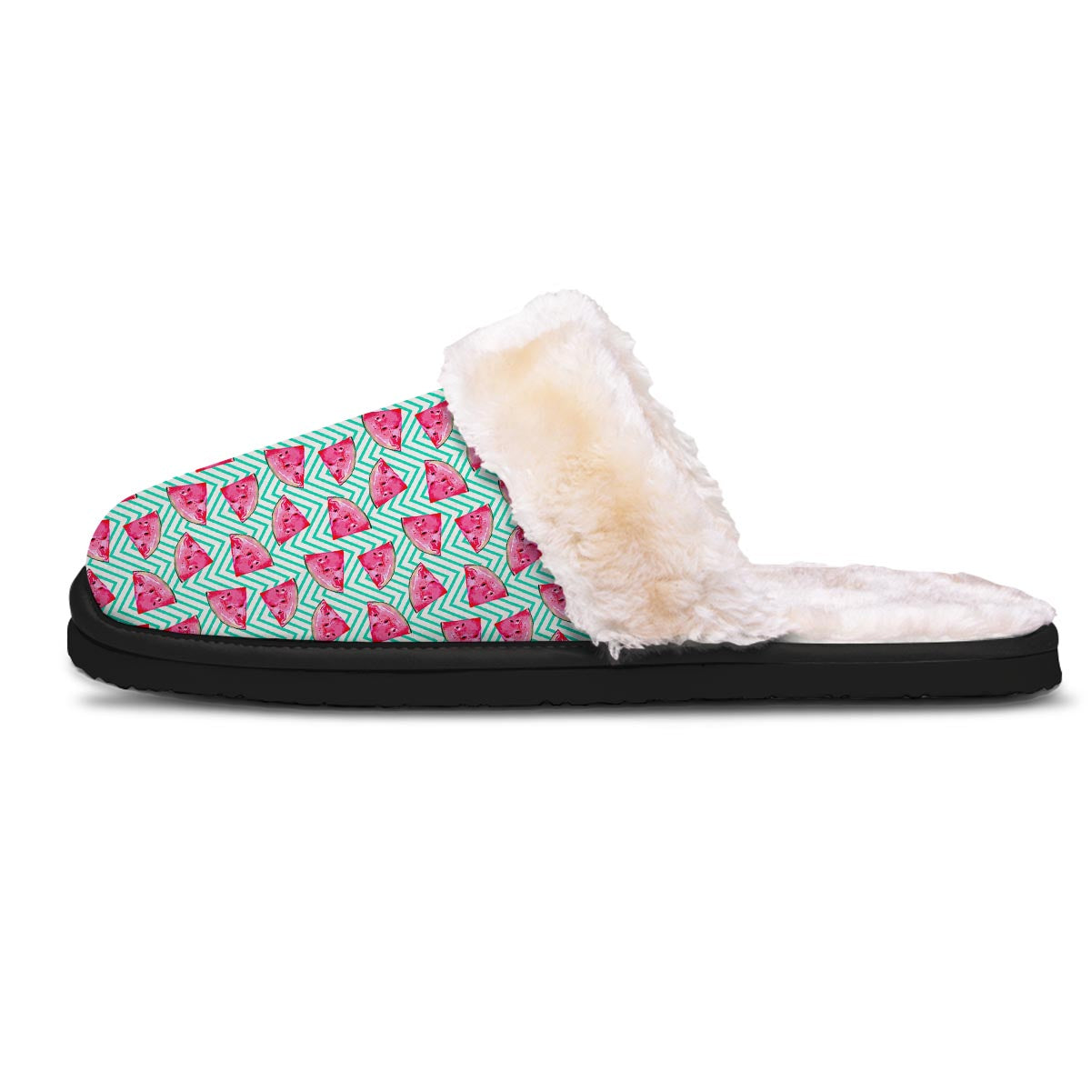 Watermelon Teal Chevron Print Pattern Slippers-grizzshop
