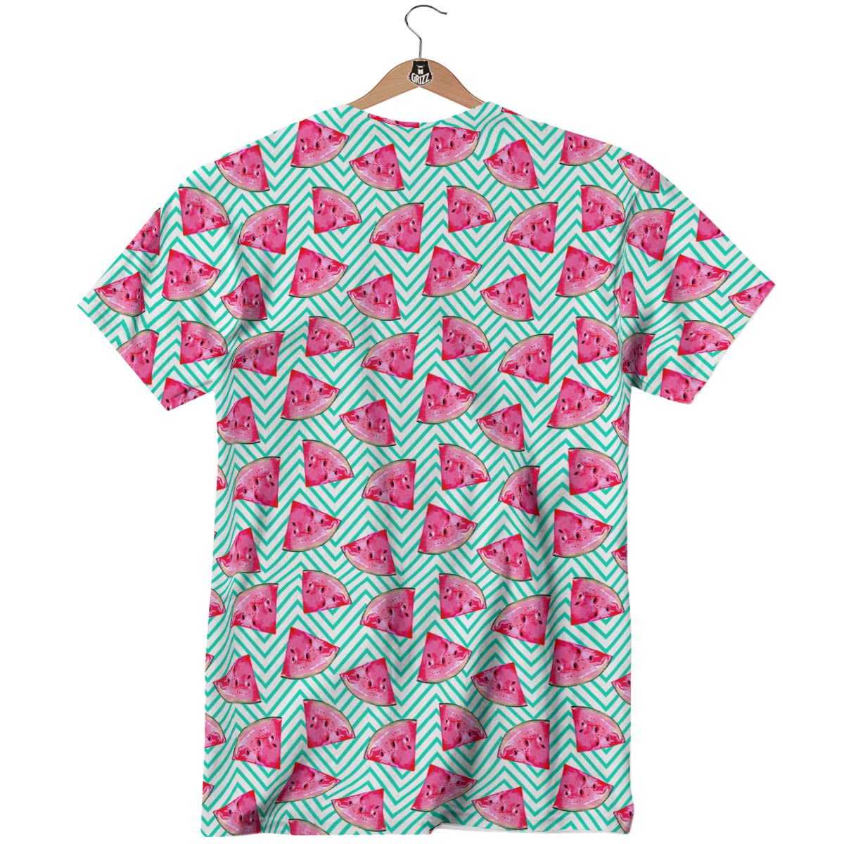 Watermelon Teal Chevron Print Pattern T-Shirt-grizzshop