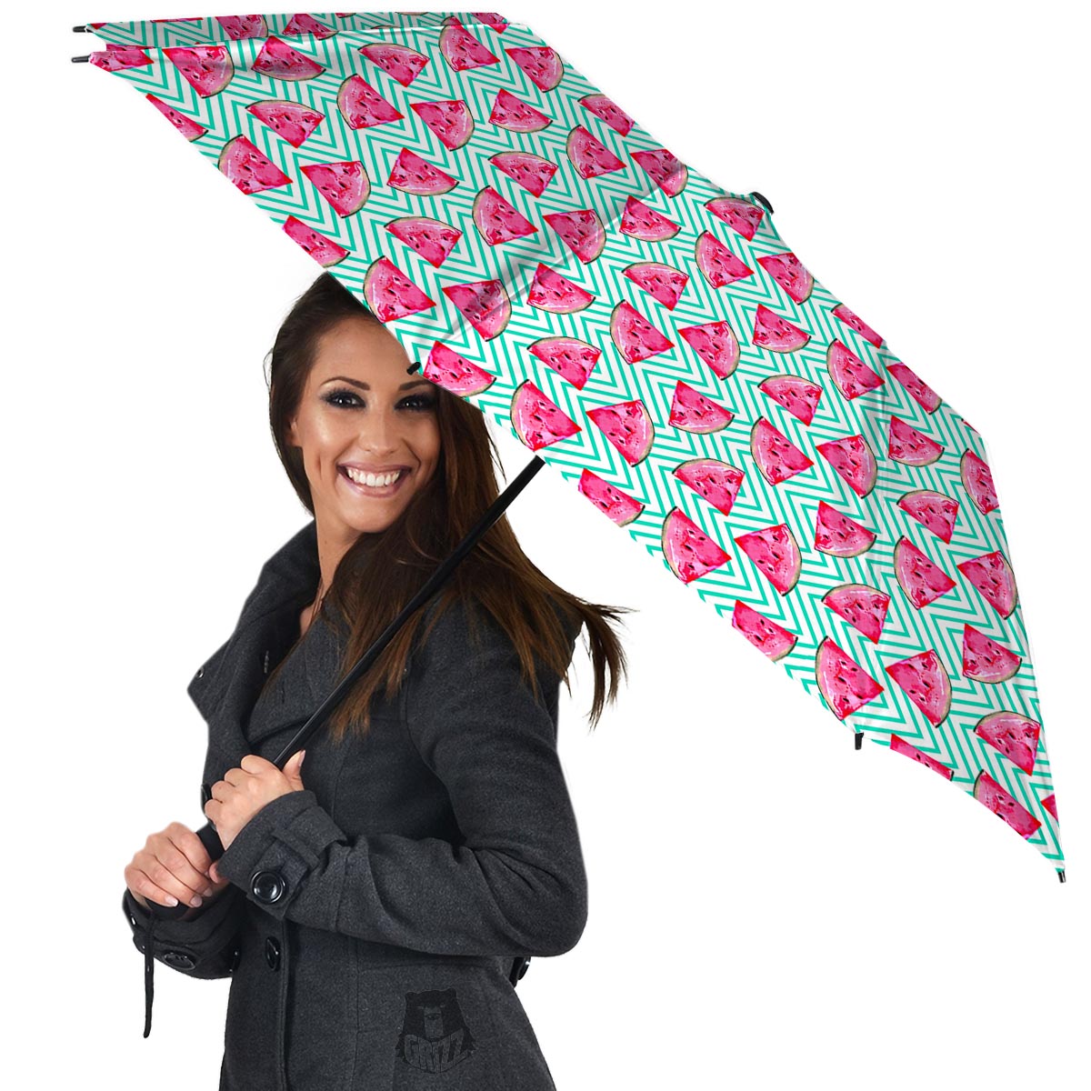 Watermelon Teal Chevron Print Pattern Umbrella-grizzshop