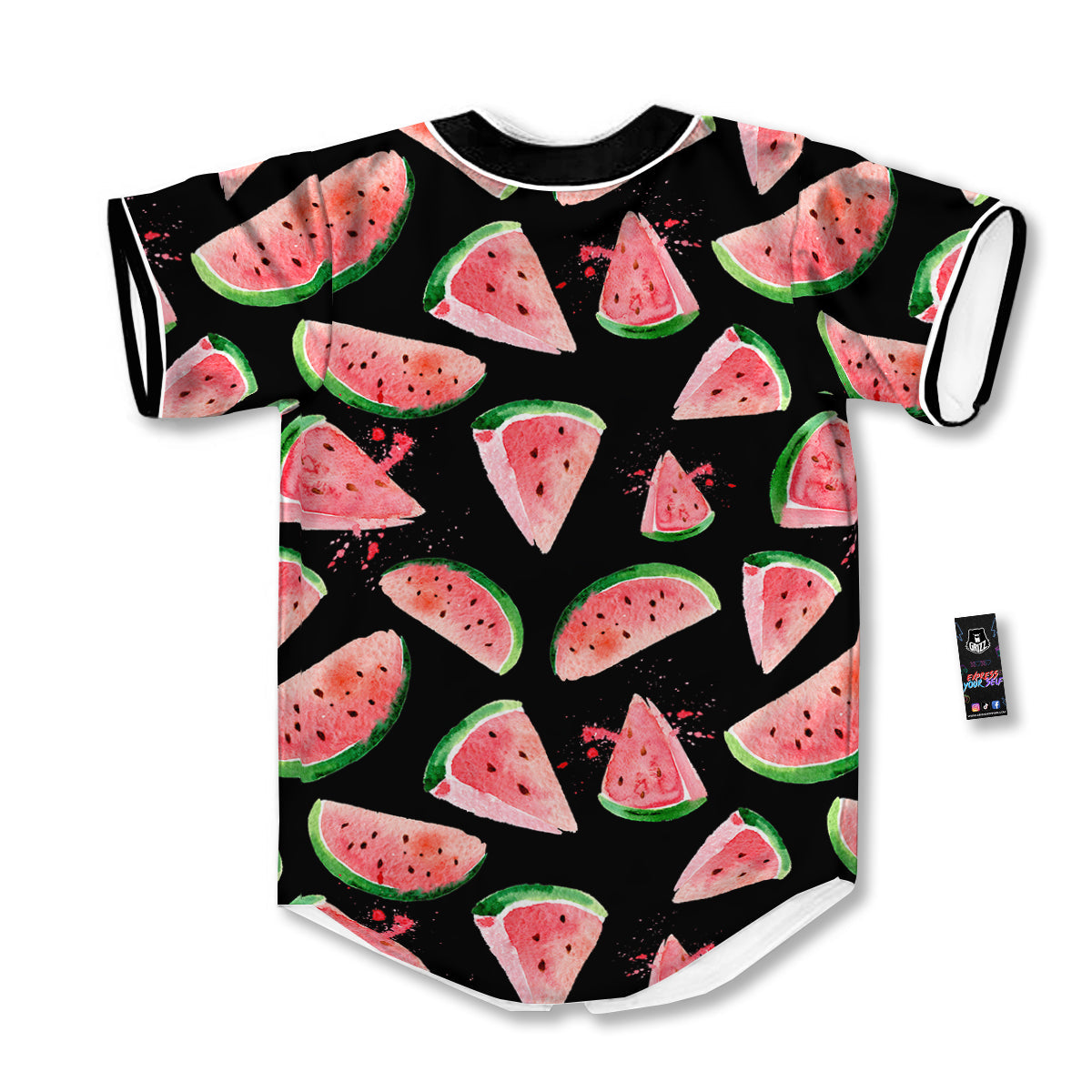 Watermelon Watercolor Print Pattern Baseball Jersey-grizzshop