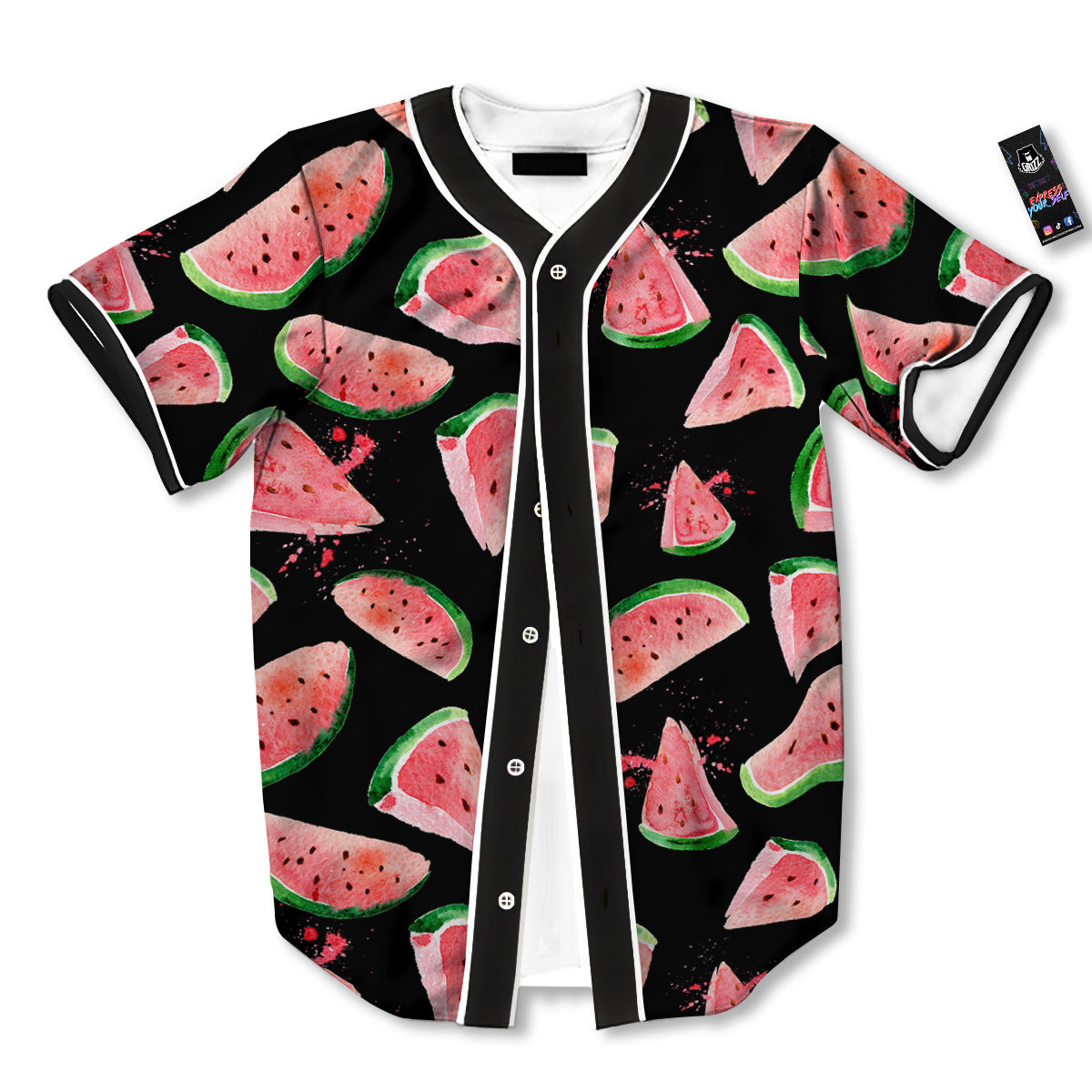 Watermelon Watercolor Print Pattern Baseball Jersey-grizzshop