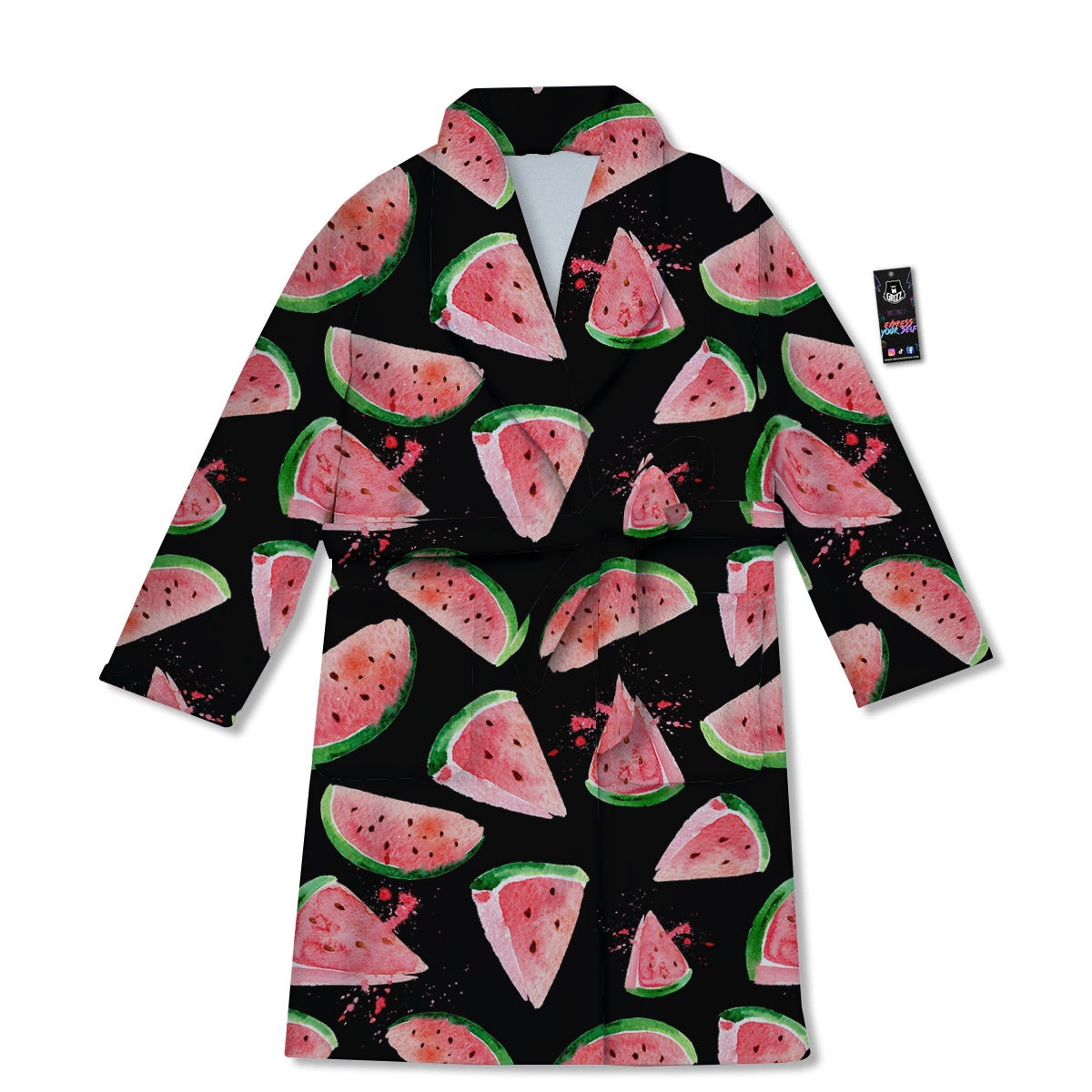 Watermelon Watercolor Print Pattern Bathrobe-grizzshop