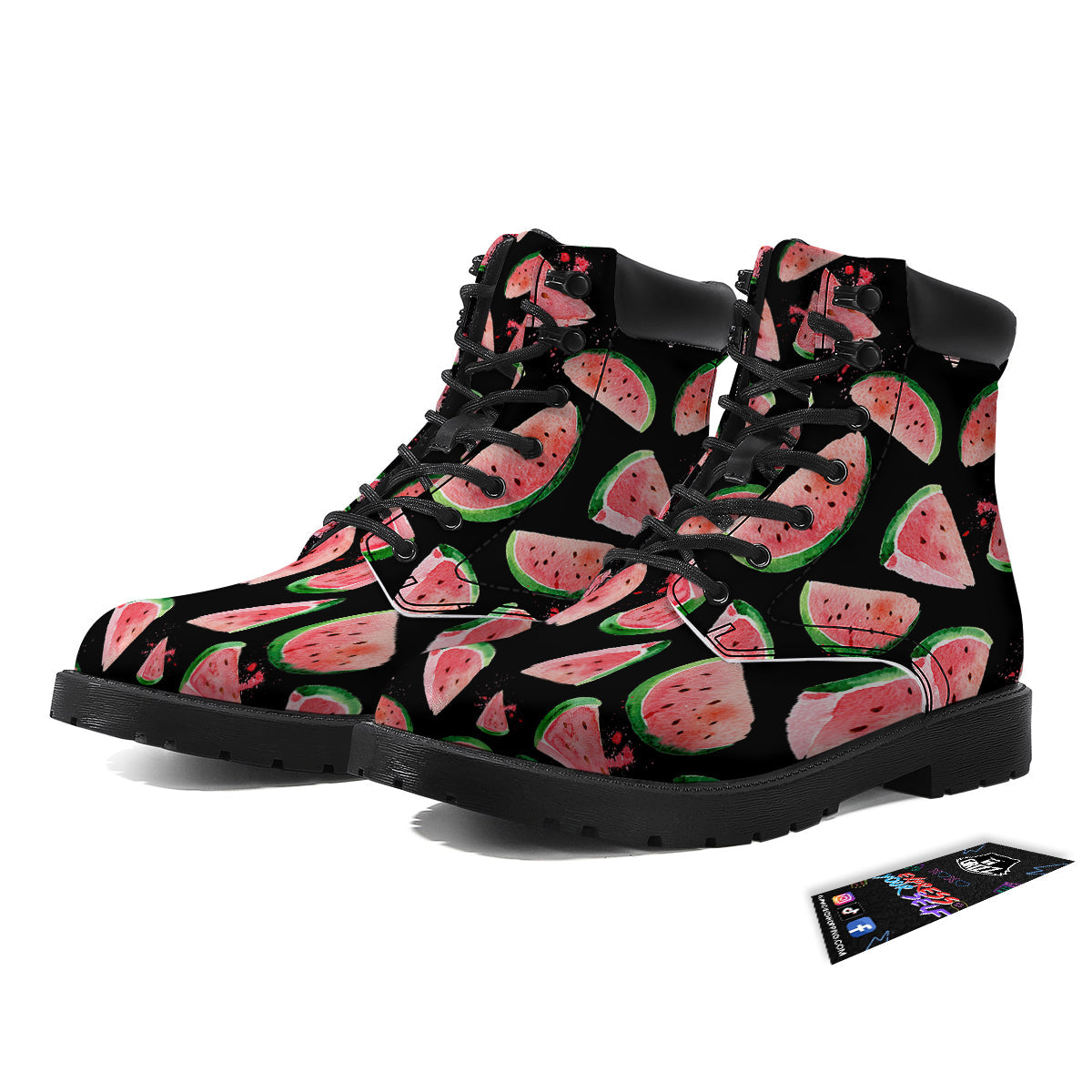 Watermelon Watercolor Print Pattern Boots-grizzshop