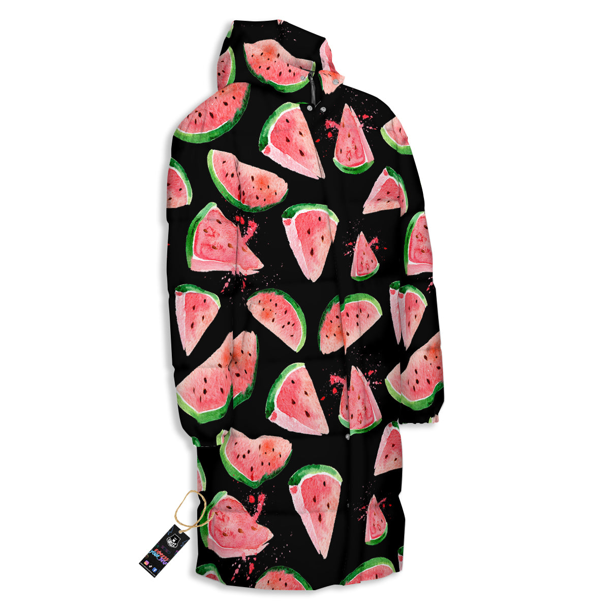 Watermelon Watercolor Print Pattern Long Down Jacket-grizzshop