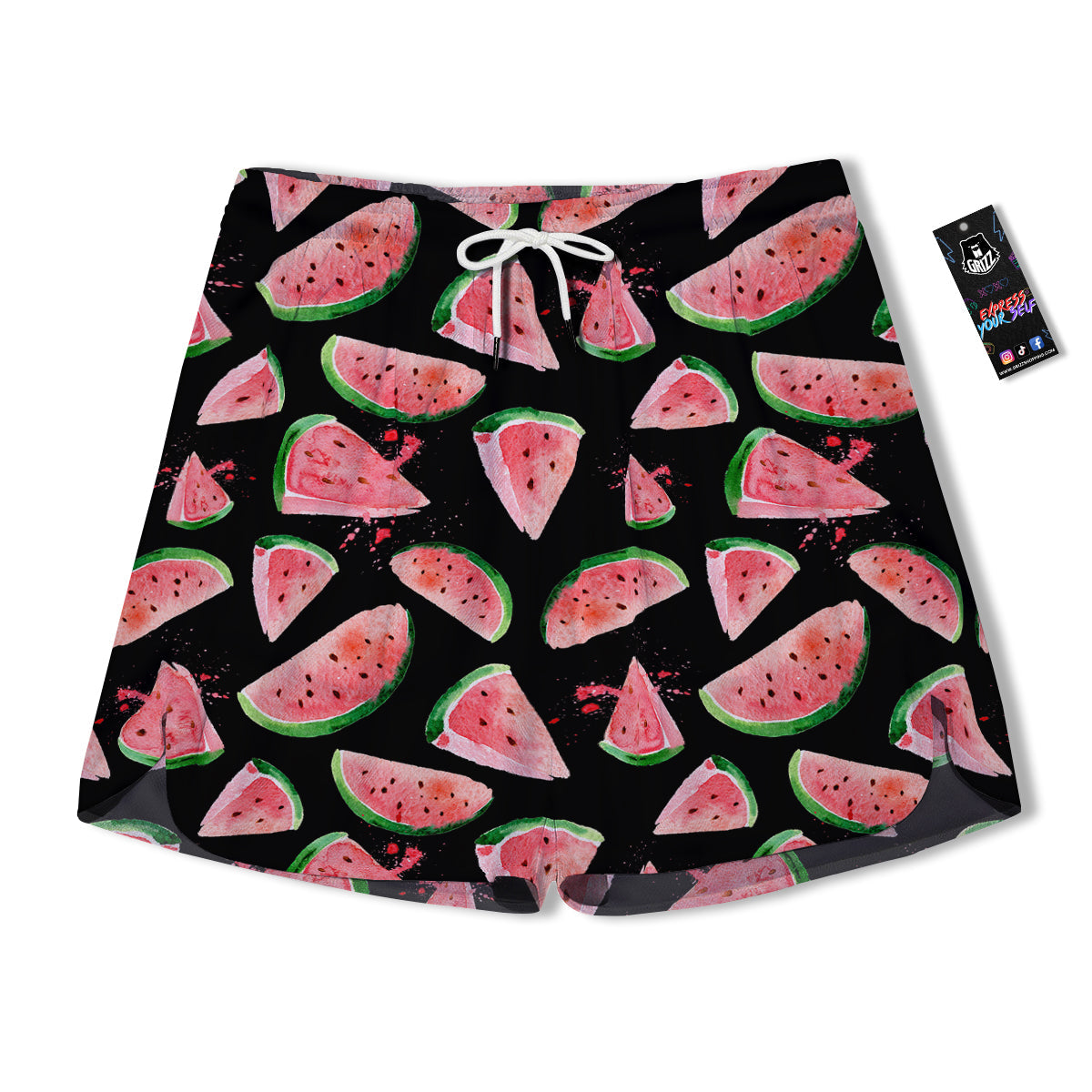 Watermelon Watercolor Print Pattern Men's Running Shorts-grizzshop