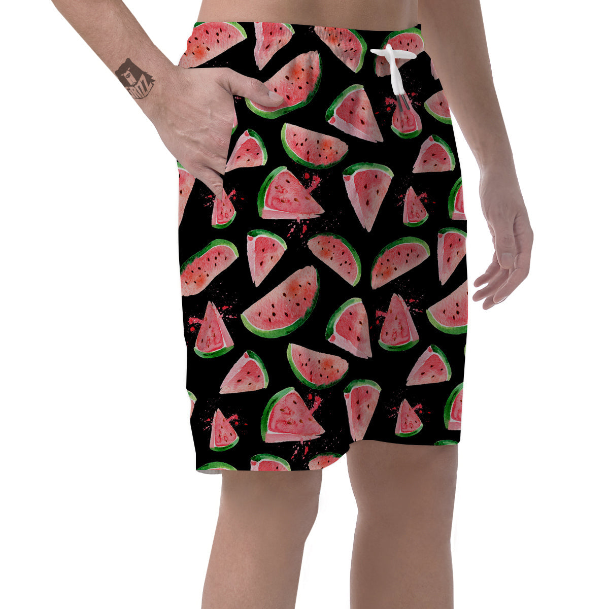Watermelon Watercolor Print Pattern Men's Shorts-grizzshop
