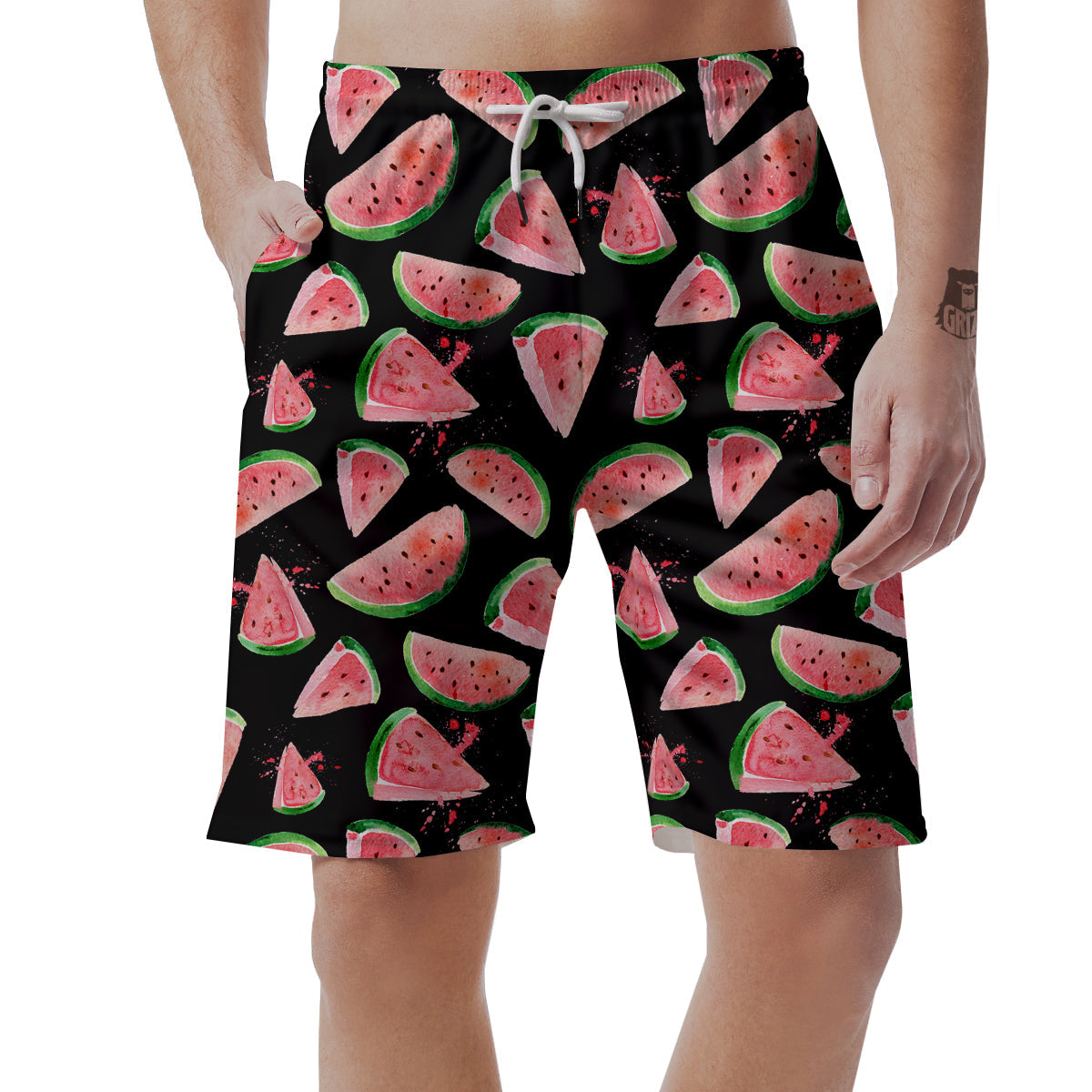Watermelon Watercolor Print Pattern Men's Shorts-grizzshop