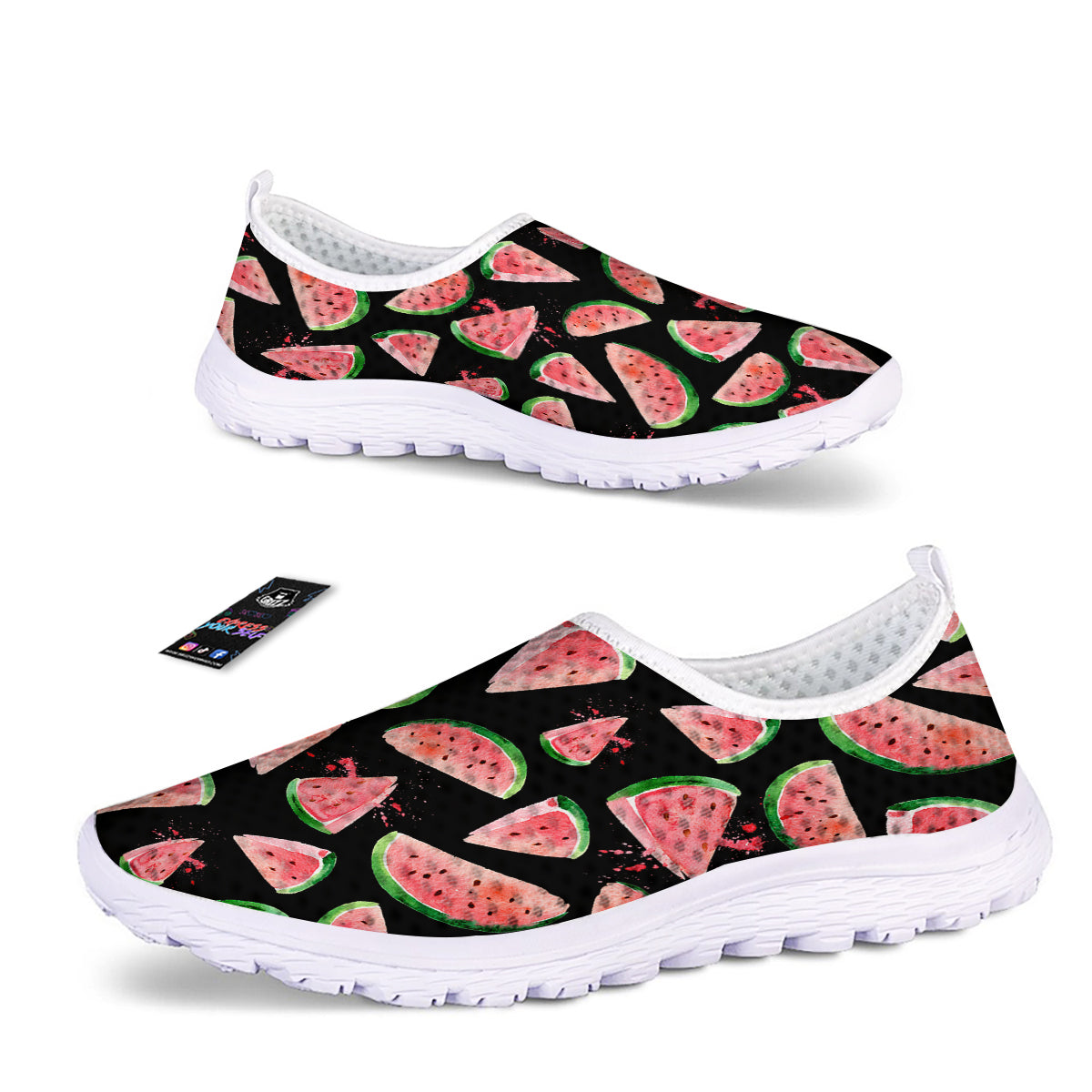 Watermelon Watercolor Print Pattern Nurse Shoes-grizzshop