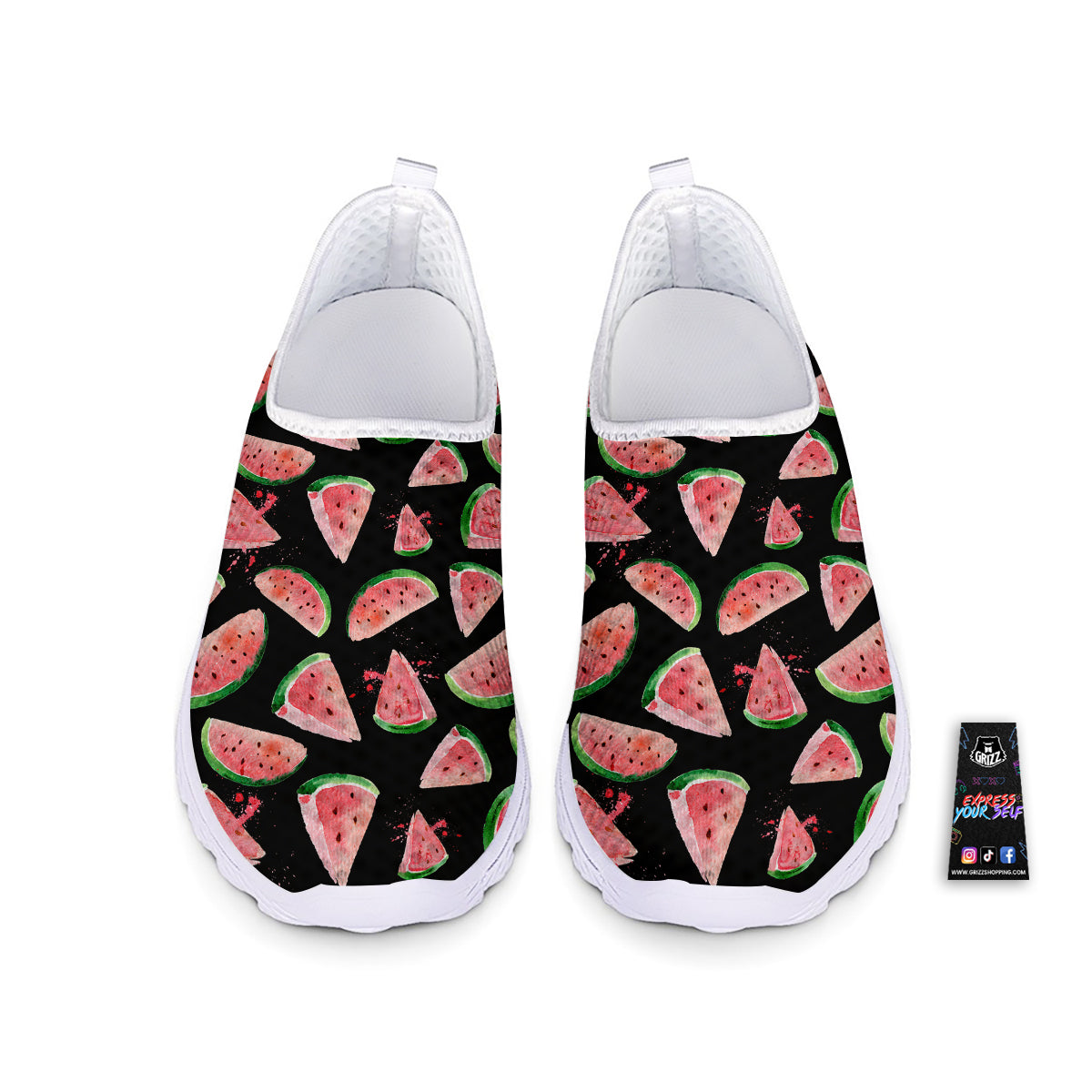 Watermelon Watercolor Print Pattern Nurse Shoes-grizzshop