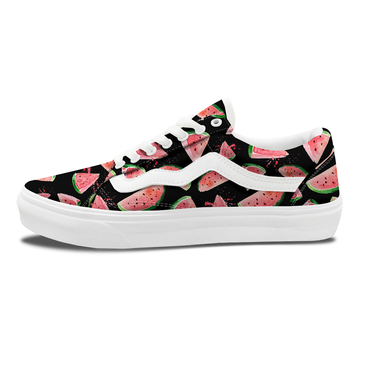 Watermelon Watercolor Print Pattern Skate Shoes-grizzshop