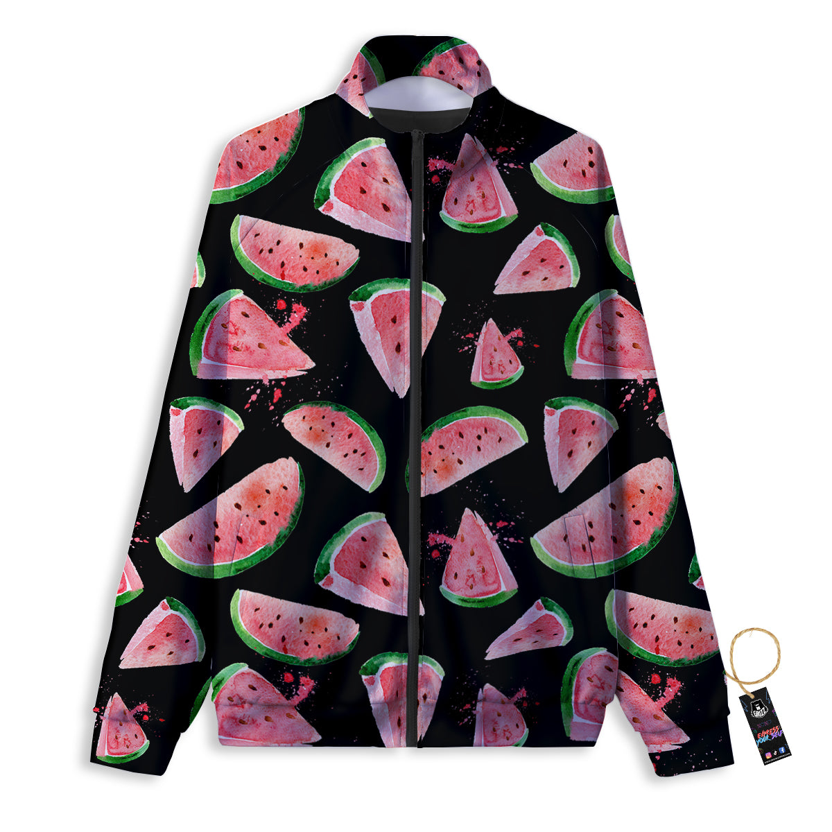 Watermelon Watercolor Print Pattern Track Jacket-grizzshop