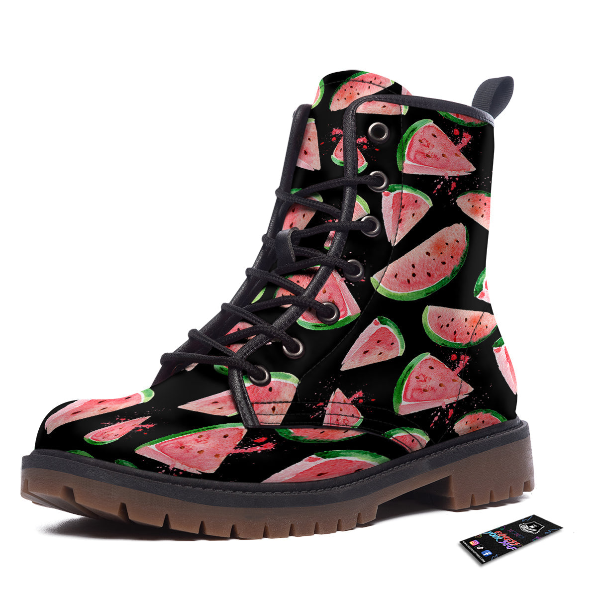 Watermelon Watercolor Print Pattern Work Boots-grizzshop