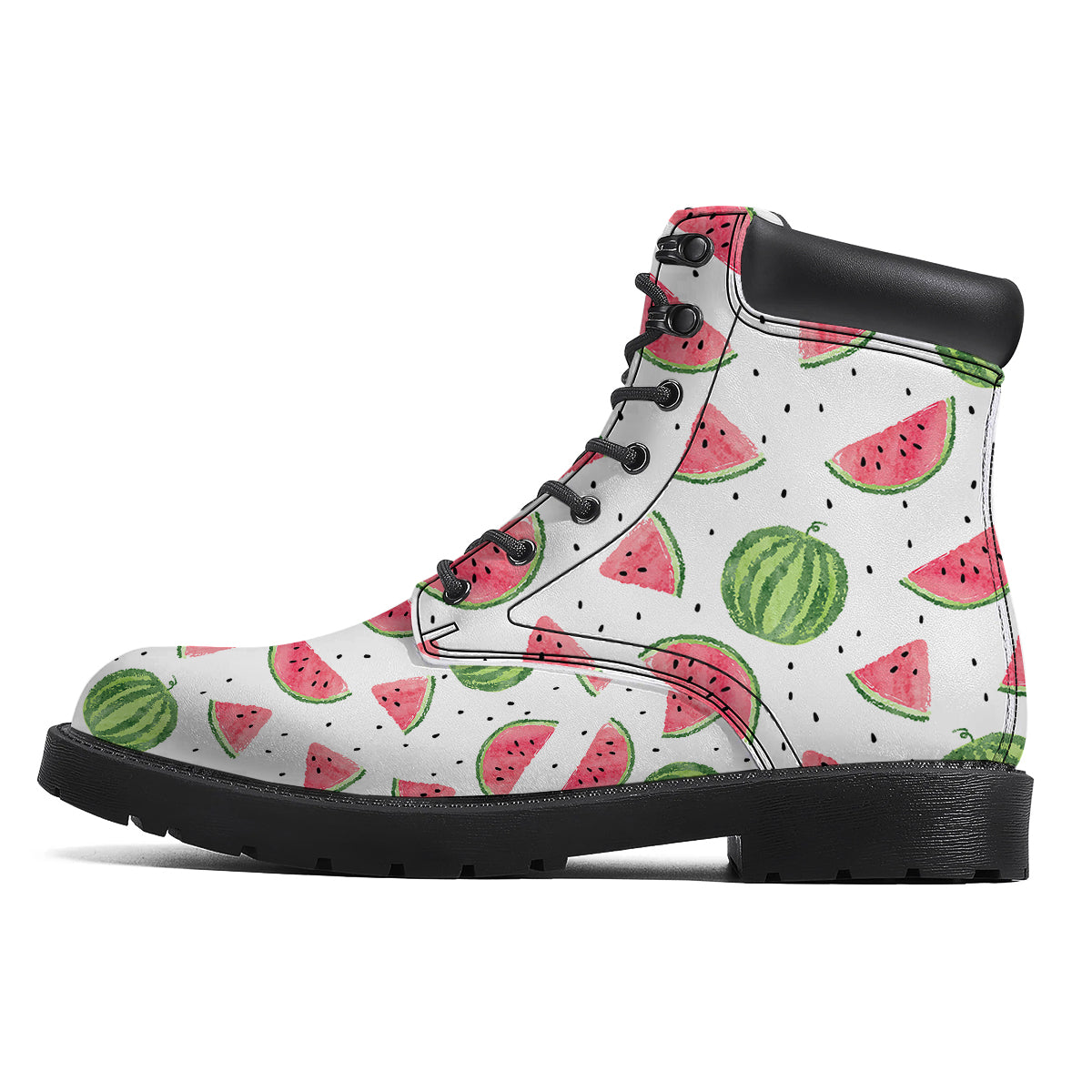 Watermelon White Summer Print Pattern Boots-grizzshop