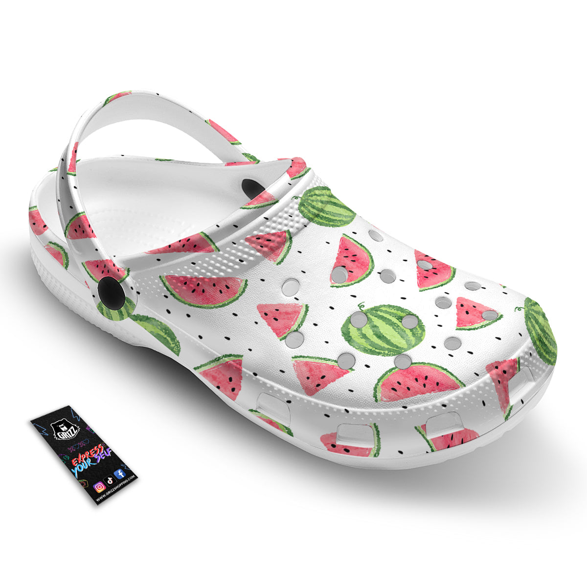 Watermelon White Summer Print Pattern Clog-grizzshop