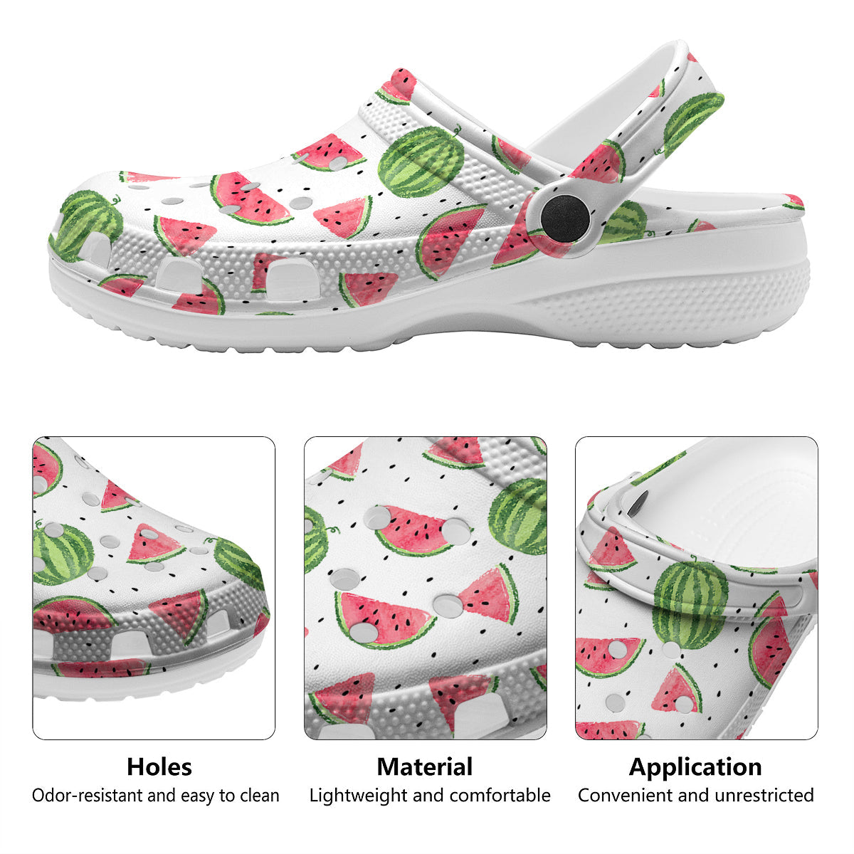 Watermelon White Summer Print Pattern Clog-grizzshop