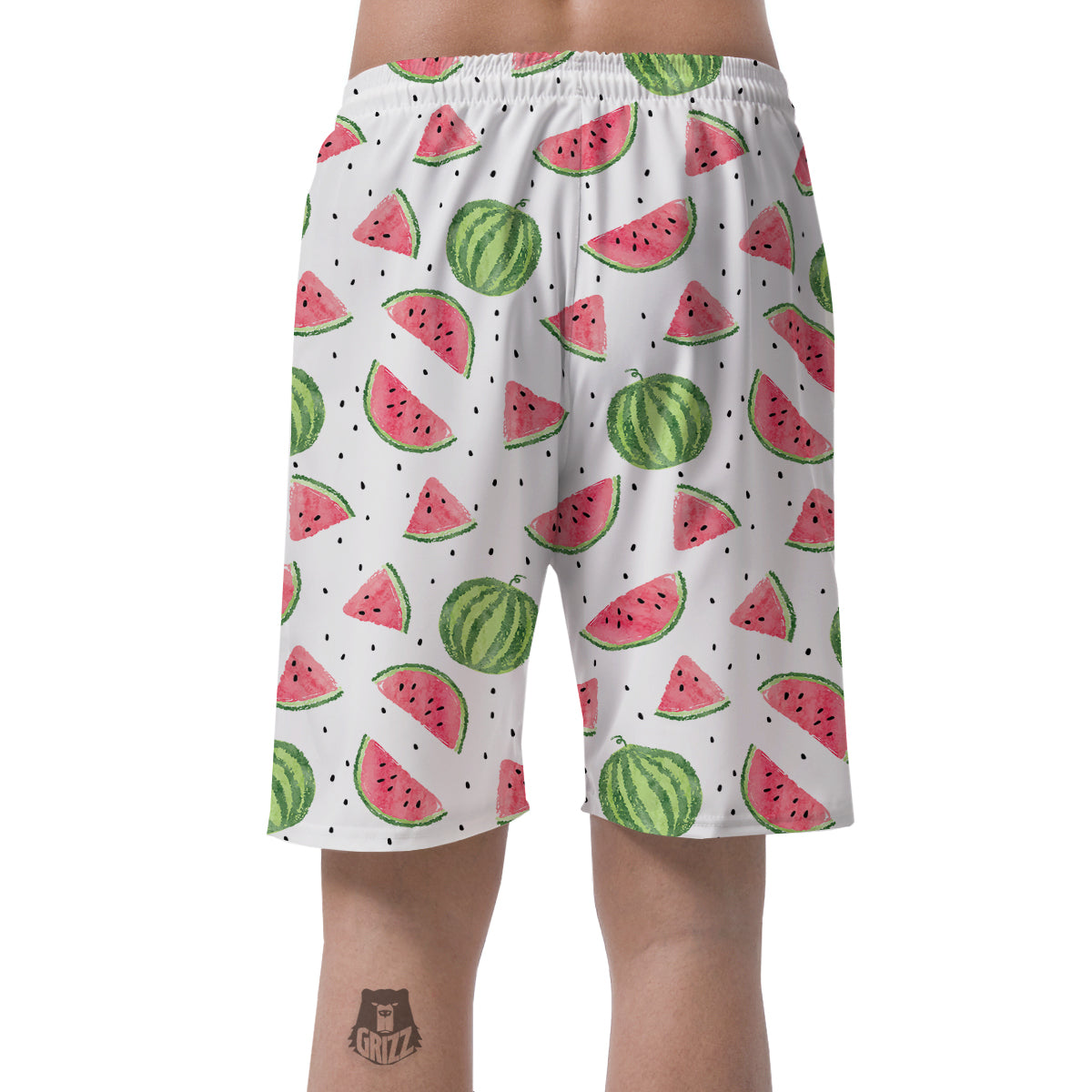 Watermelon White Summer Print Pattern Men's Shorts-grizzshop