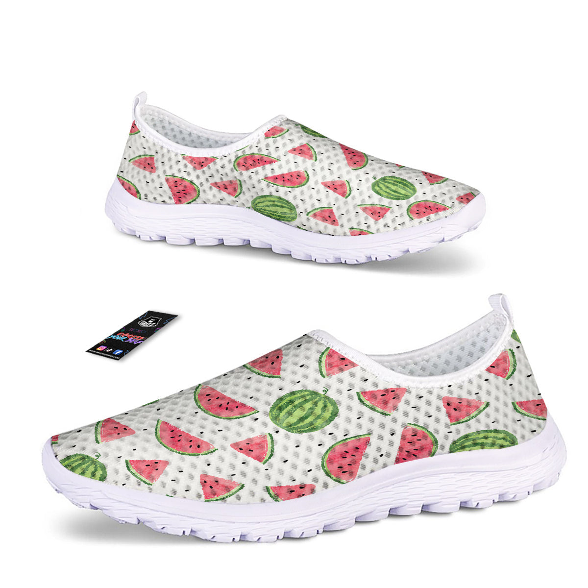 Watermelon White Summer Print Pattern Nurse Shoes-grizzshop