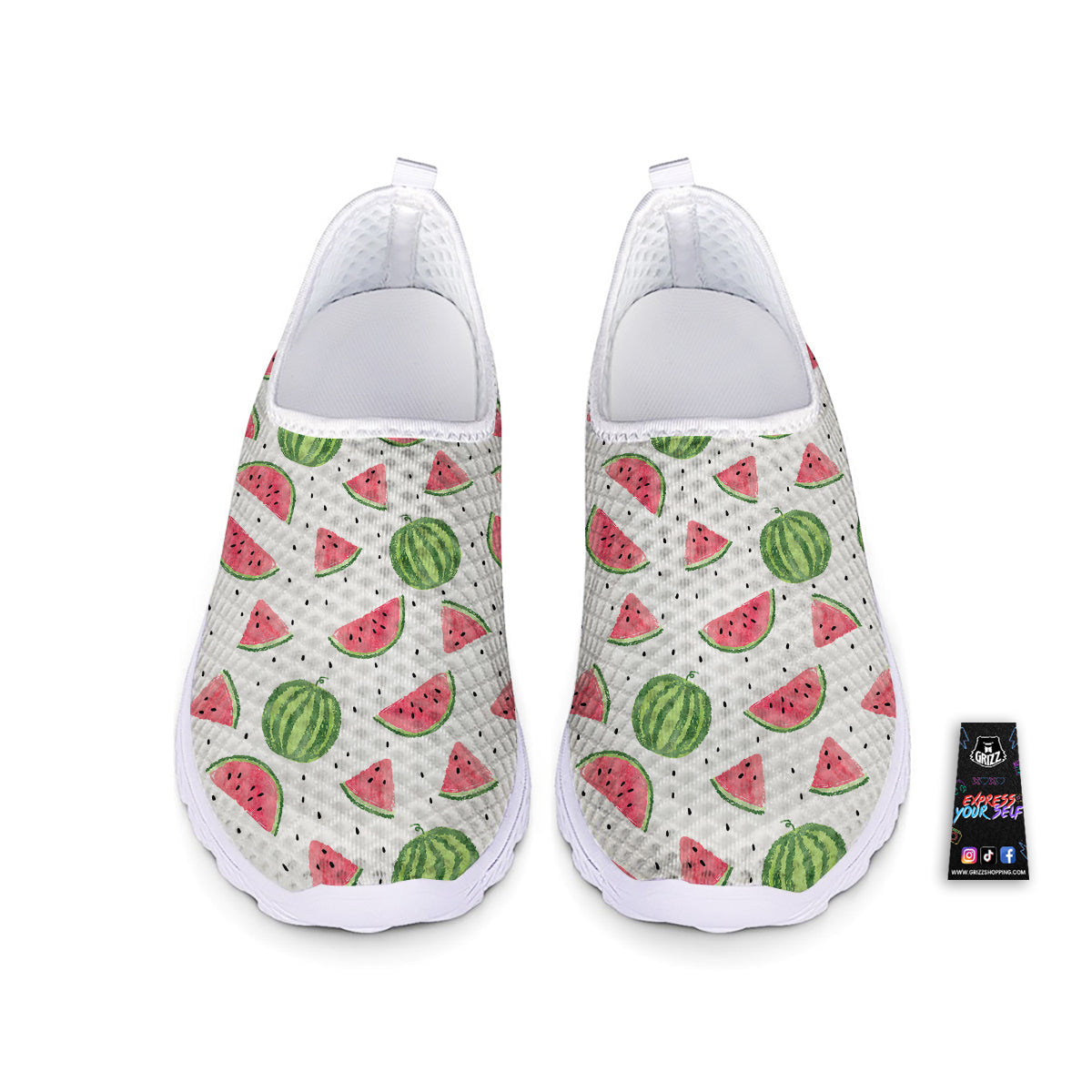 Watermelon White Summer Print Pattern Nurse Shoes-grizzshop