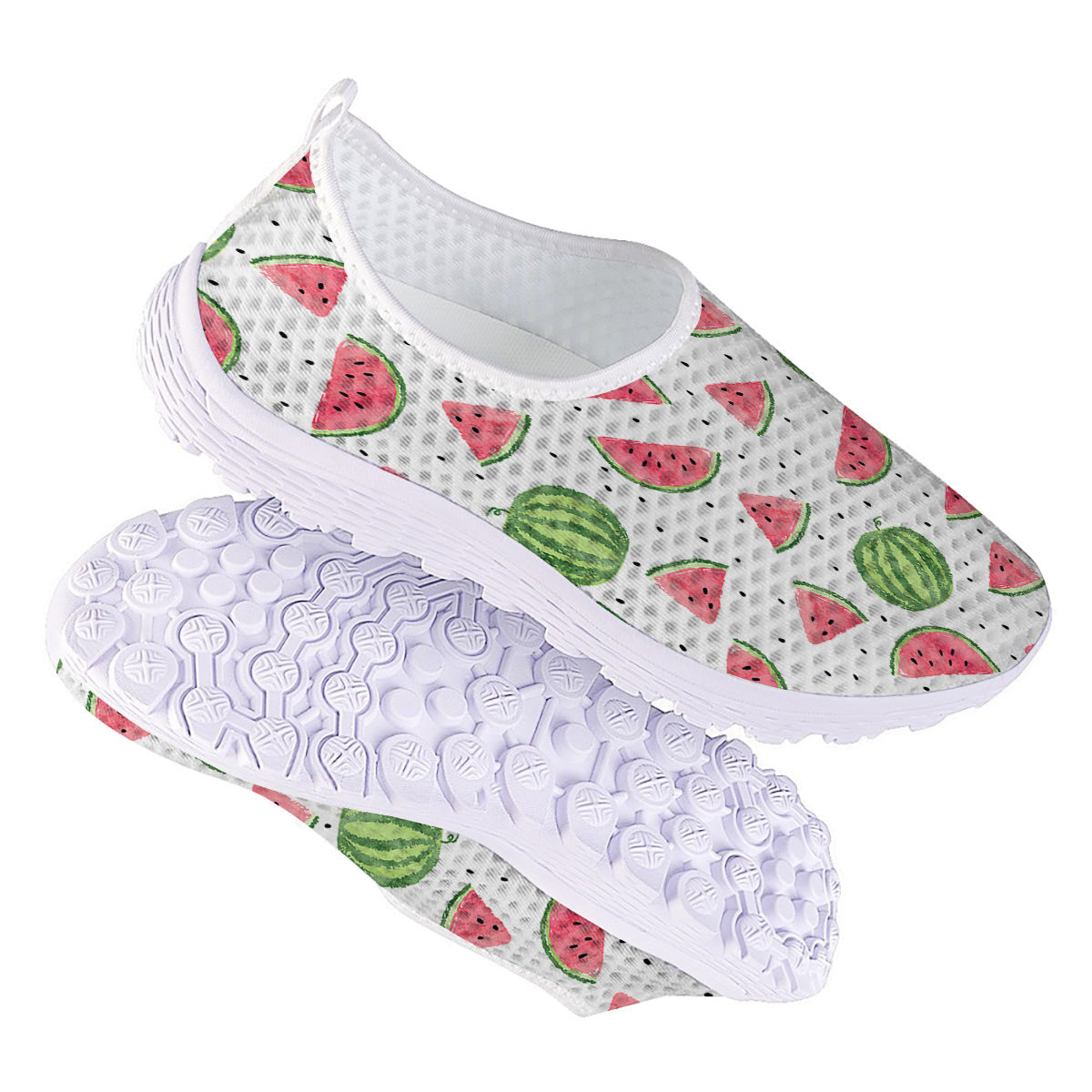 Watermelon White Summer Print Pattern Nurse Shoes-grizzshop