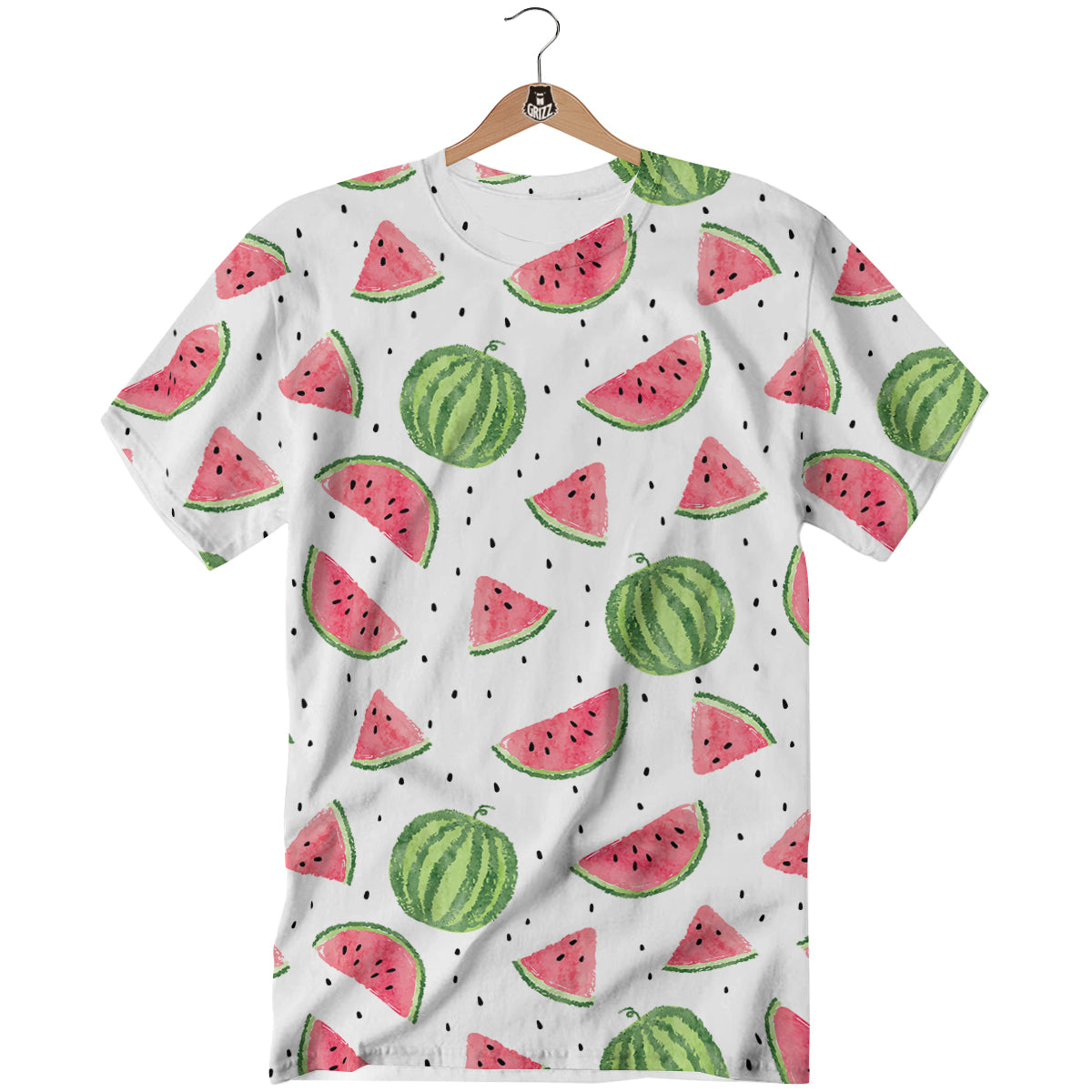Watermelon White Summer Print Pattern T-Shirt-grizzshop