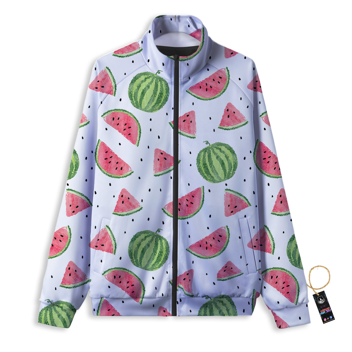 Watermelon White Summer Print Pattern Track Jacket-grizzshop