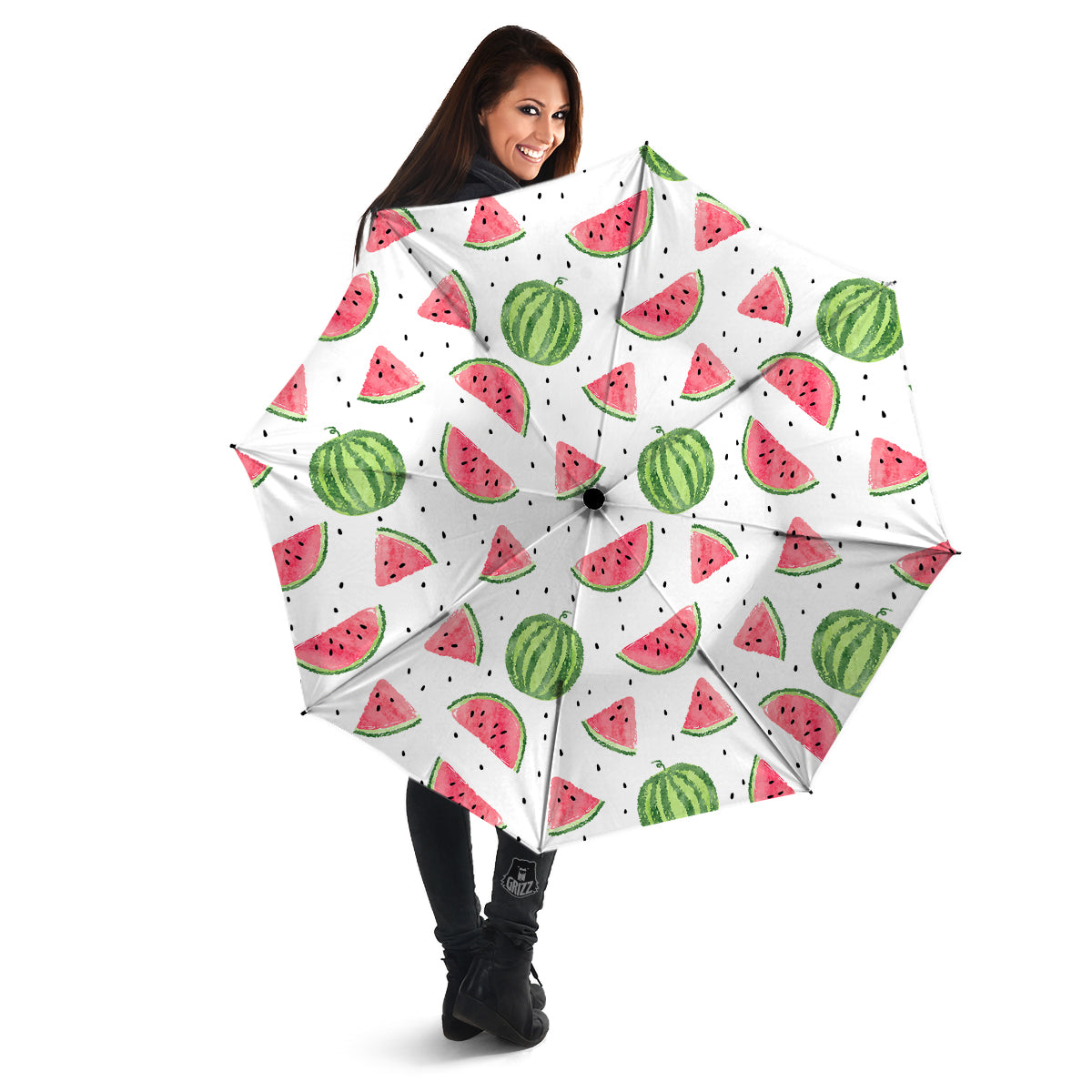 Watermelon White Summer Print Pattern Umbrella-grizzshop