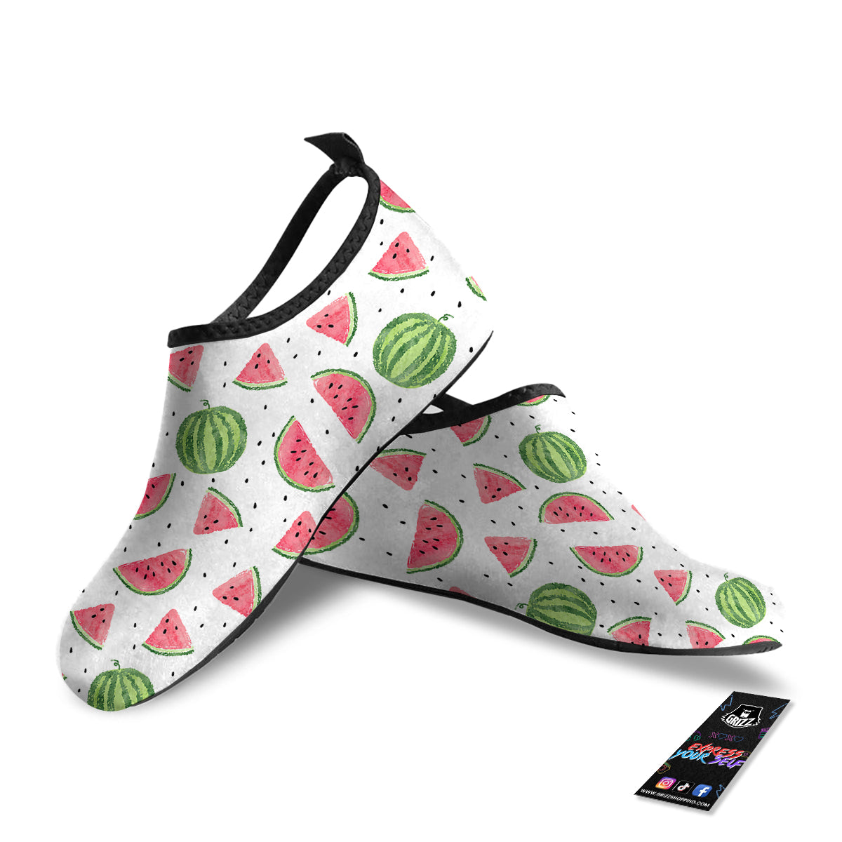 Watermelon White Summer Print Pattern Water Shoes-grizzshop