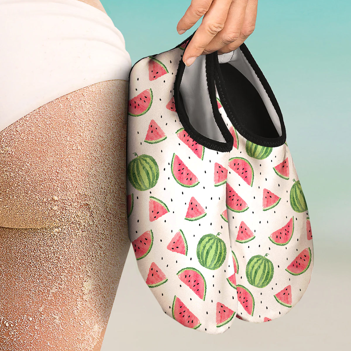 Watermelon White Summer Print Pattern Water Shoes-grizzshop