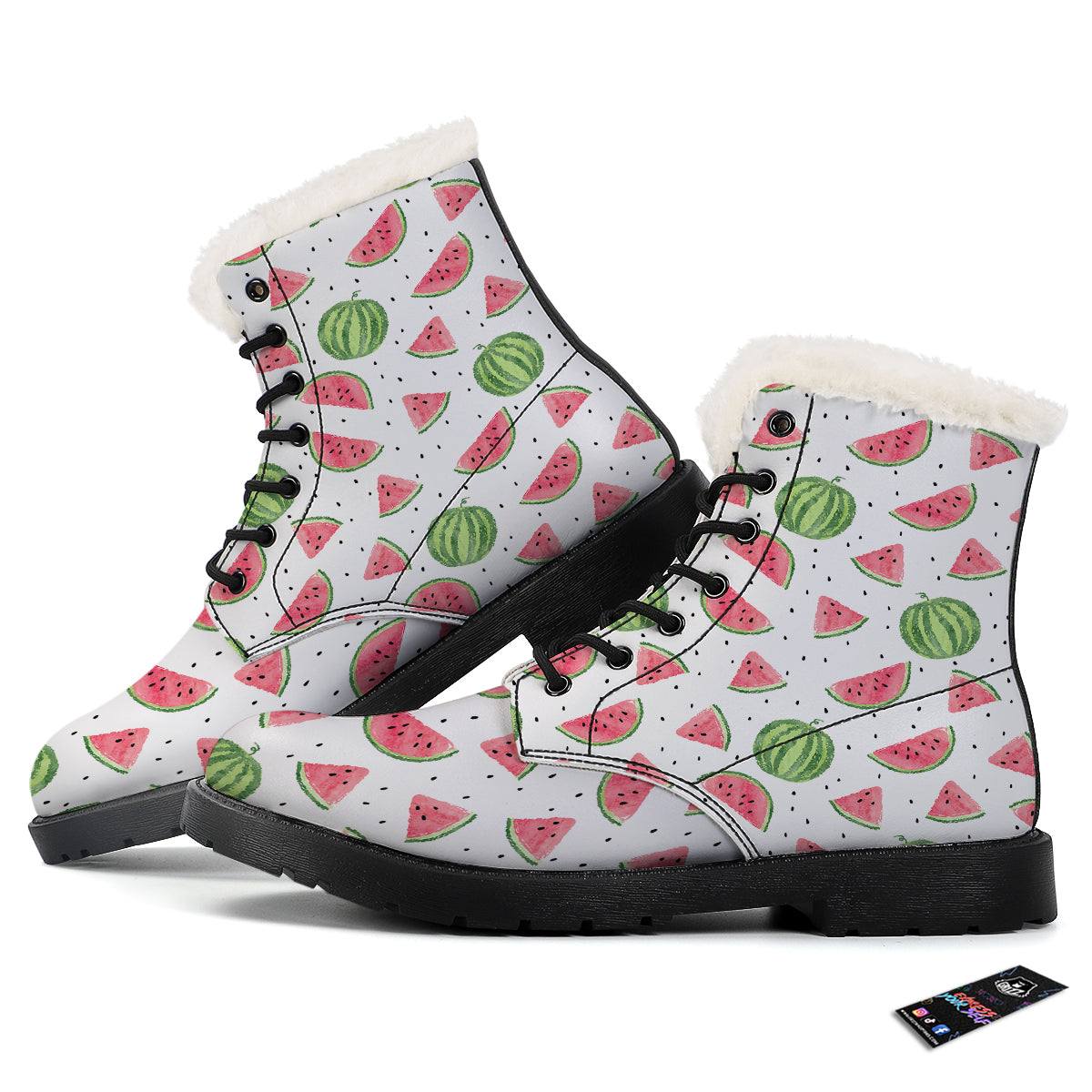Watermelon White Summer Print Pattern Winter Boots-grizzshop