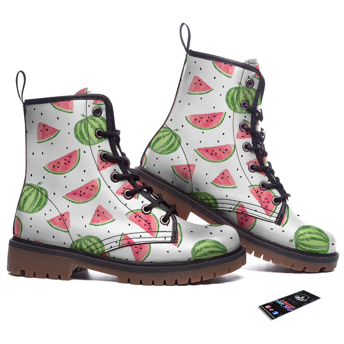 Watermelon White Summer Print Pattern Work Boots-grizzshop