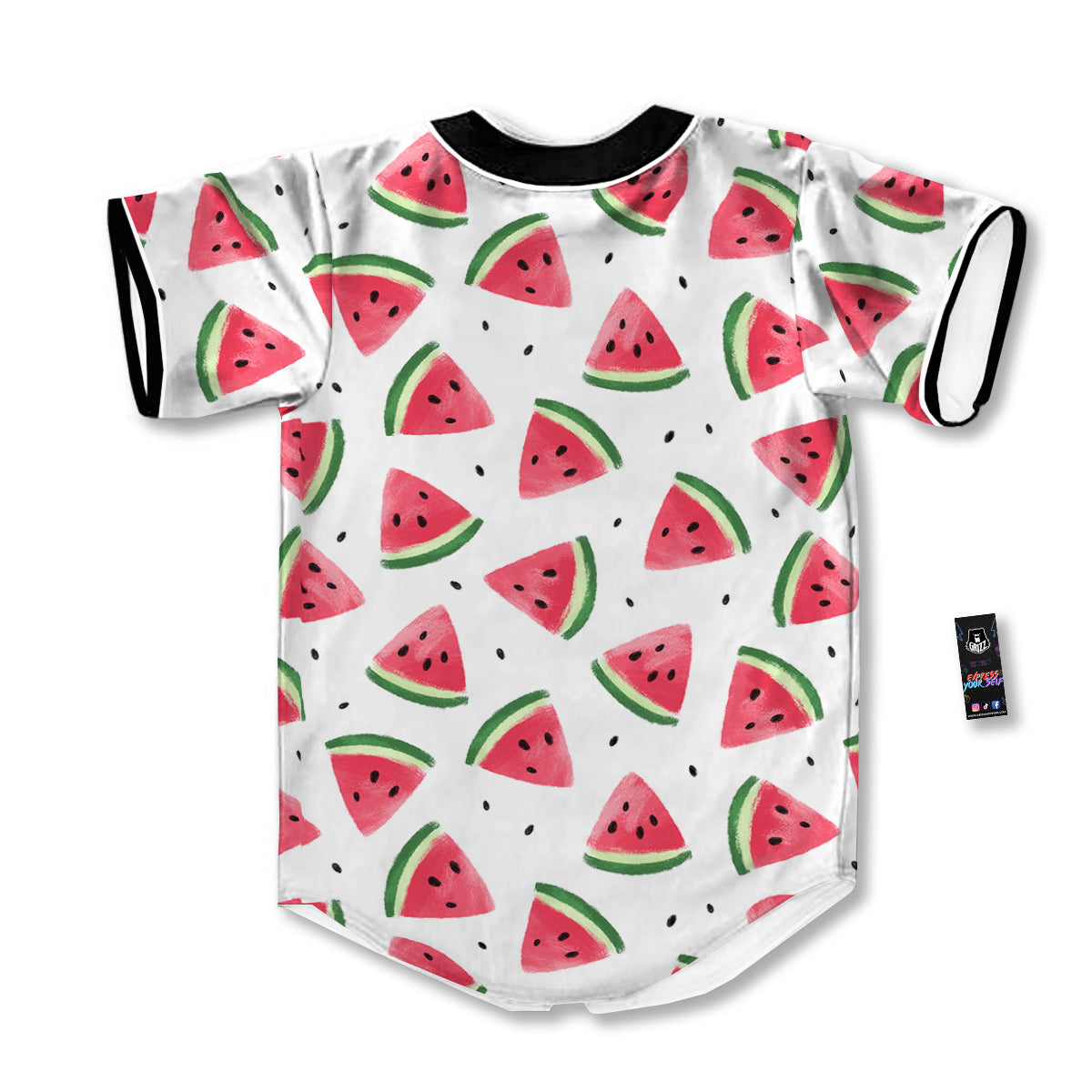 Watermelon White Tropical Print Pattern Baseball Jersey-grizzshop