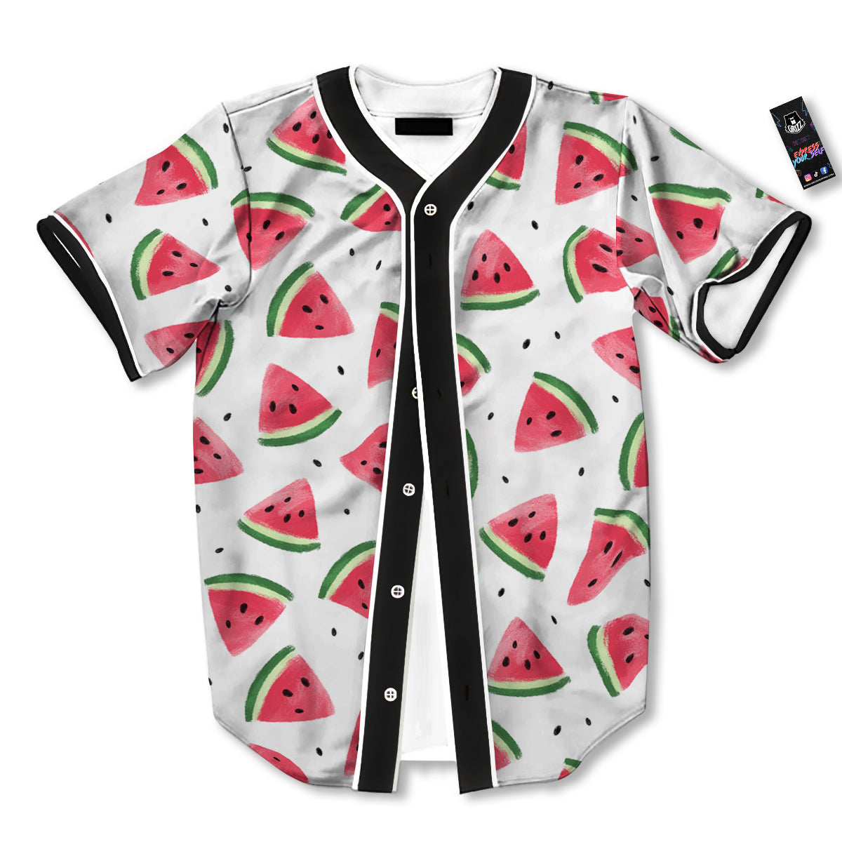 Watermelon White Tropical Print Pattern Baseball Jersey-grizzshop