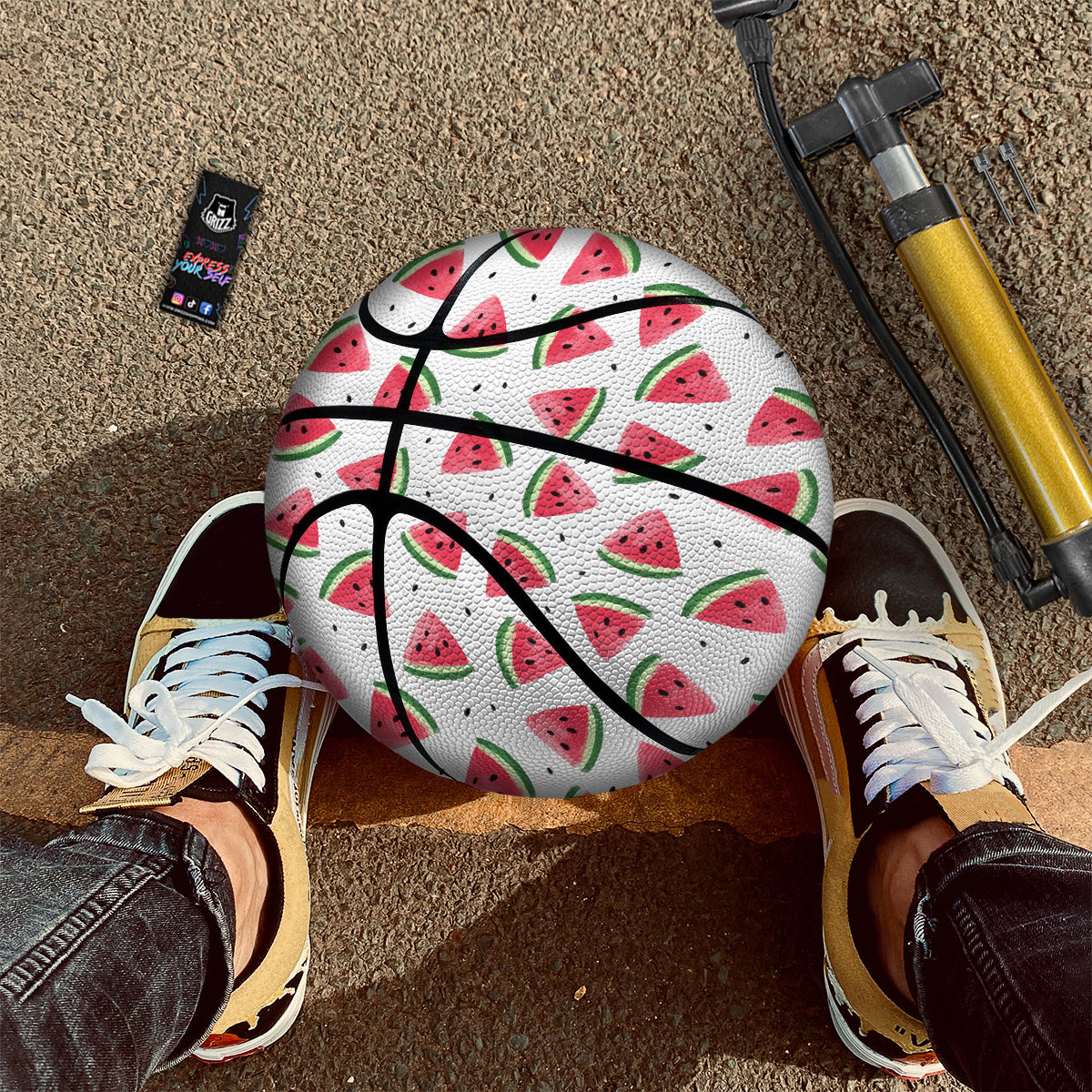 Watermelon White Tropical Print Pattern Basketball-grizzshop