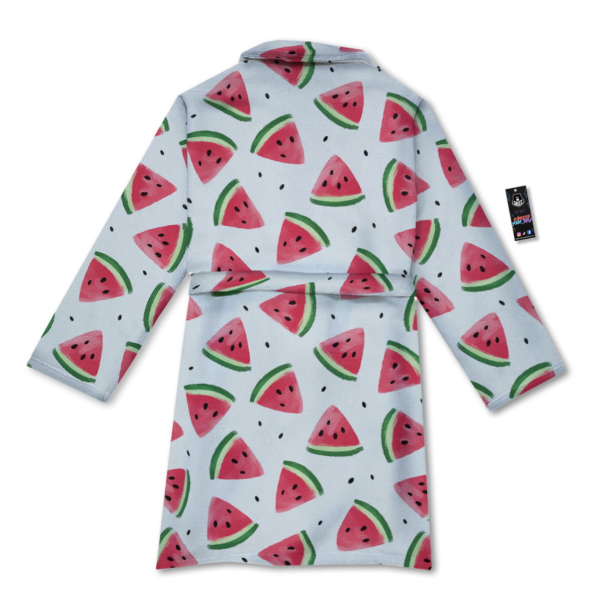 Watermelon White Tropical Print Pattern Bathrobe-grizzshop