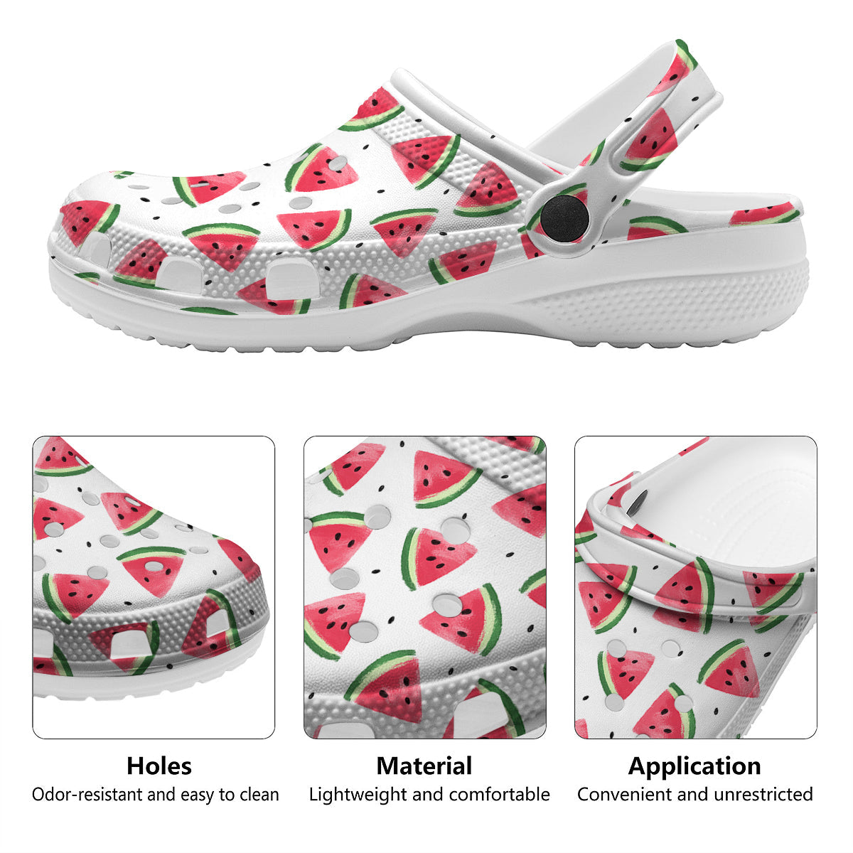 Watermelon White Tropical Print Pattern Clog-grizzshop