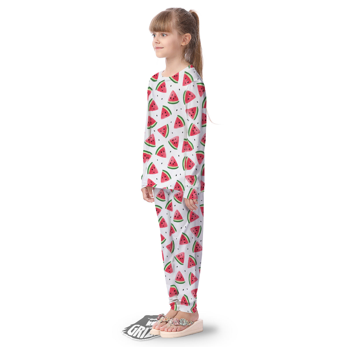 Watermelon White Tropical Print Pattern Kid's Pajamas-grizzshop