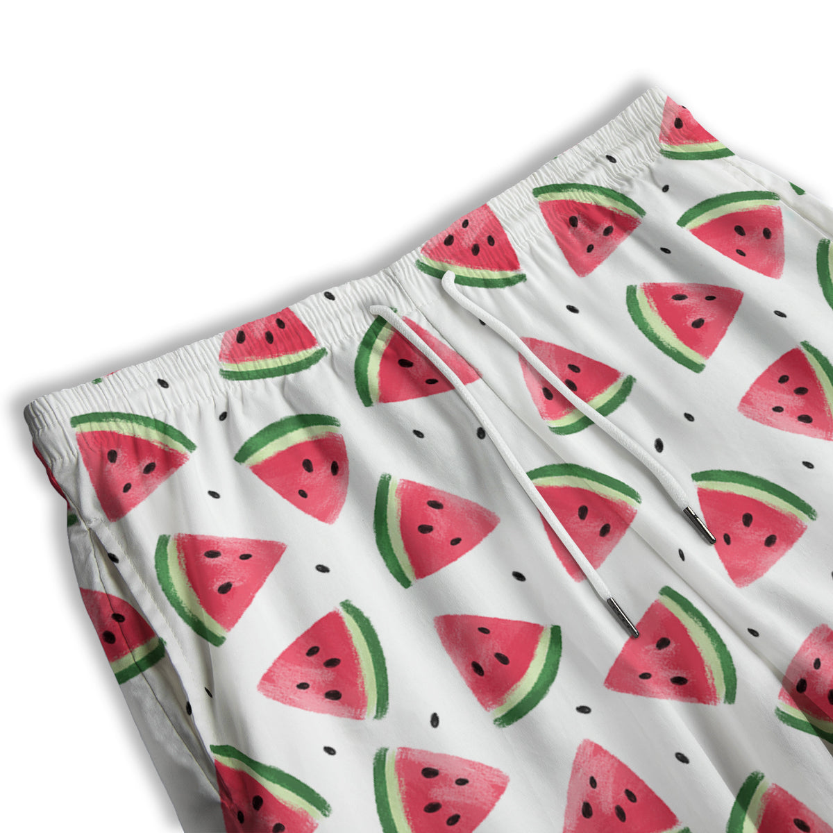 Watermelon White Tropical Print Pattern Men's Athletic Shorts-grizzshop