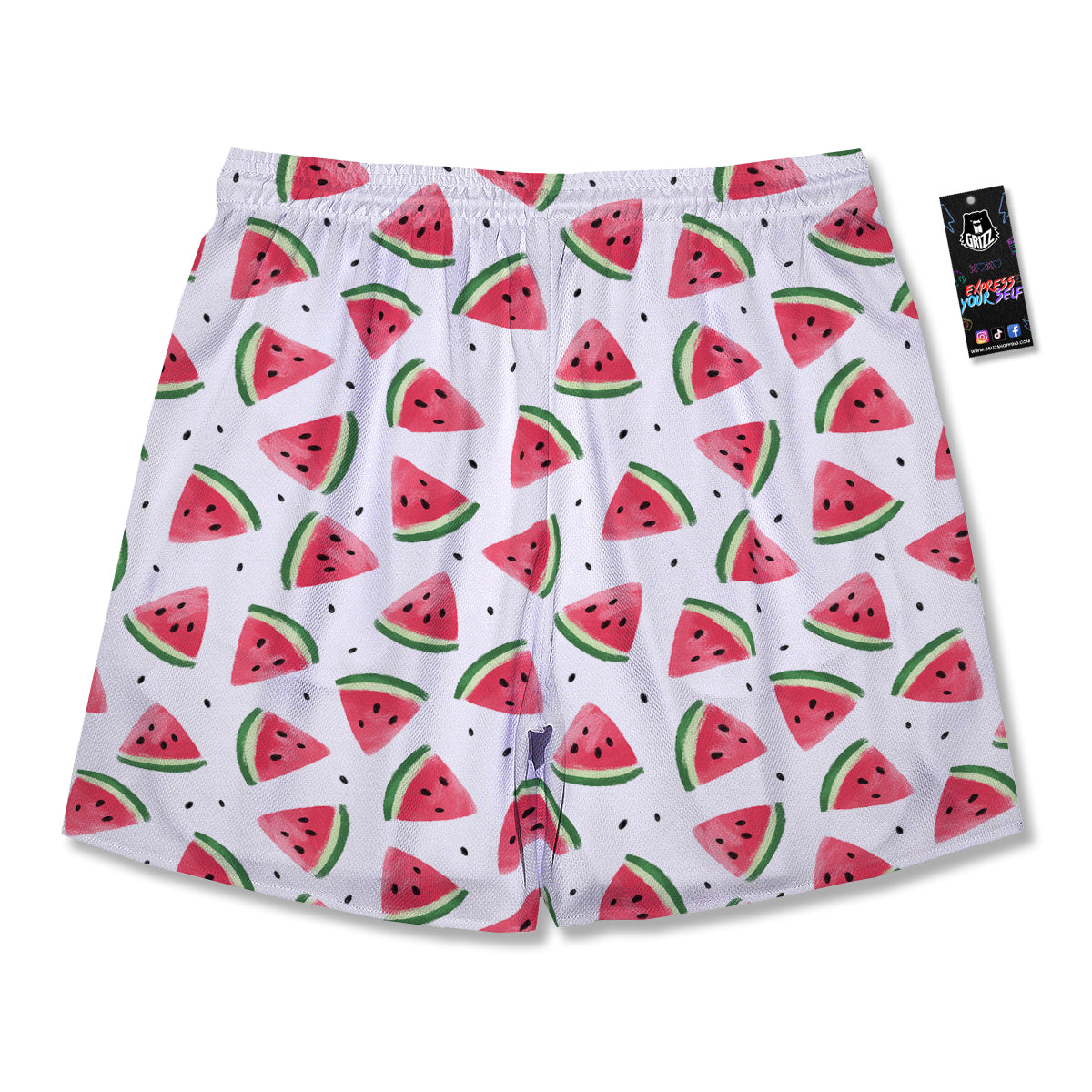 Watermelon White Tropical Print Pattern Men's Running Shorts-grizzshop