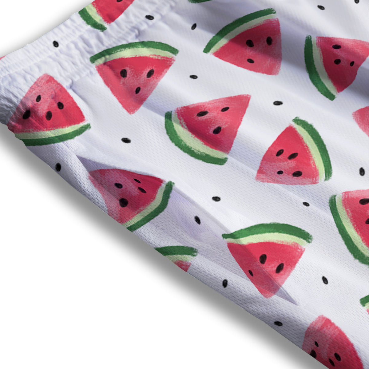 Watermelon White Tropical Print Pattern Mesh Shorts-grizzshop