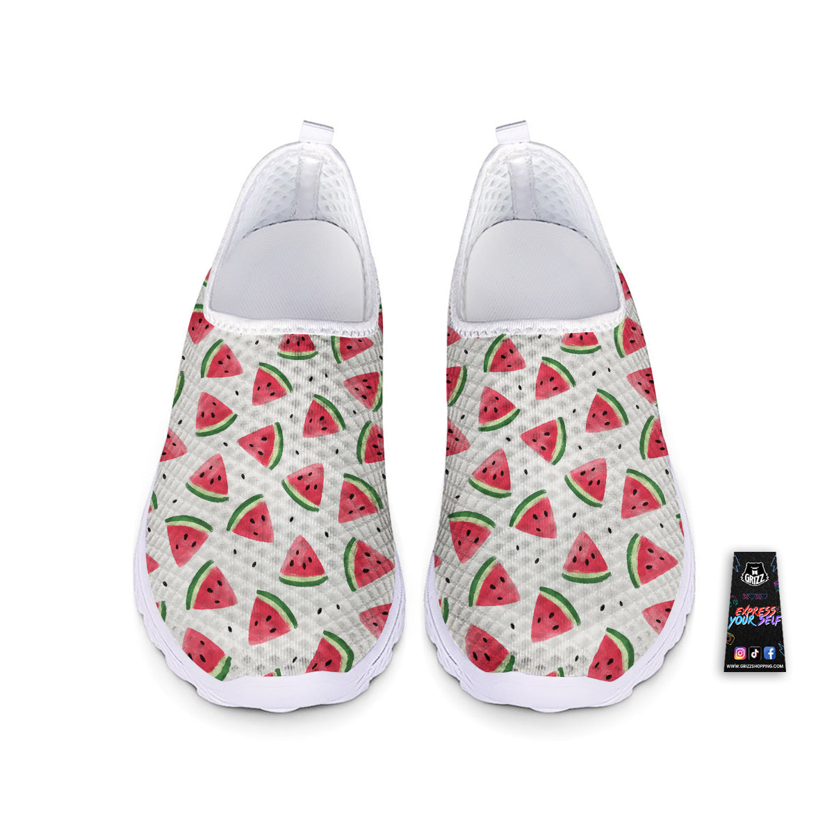 Watermelon White Tropical Print Pattern Nurse Shoes-grizzshop
