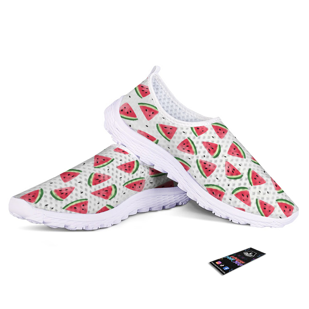 Watermelon White Tropical Print Pattern Nurse Shoes-grizzshop
