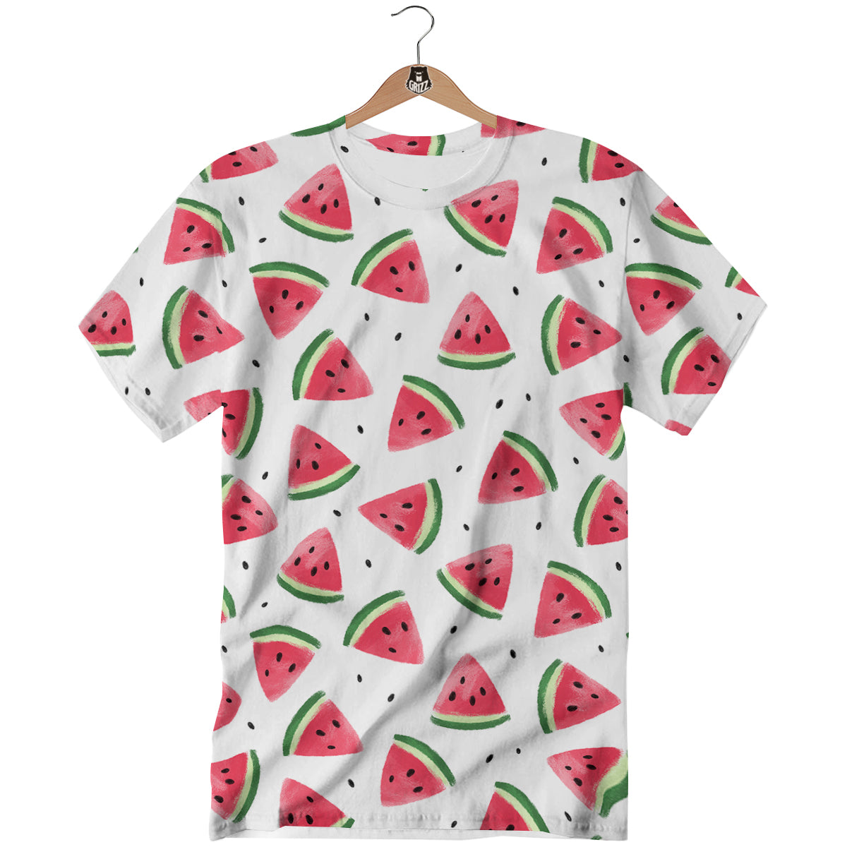Watermelon White Tropical Print Pattern T-Shirt-grizzshop