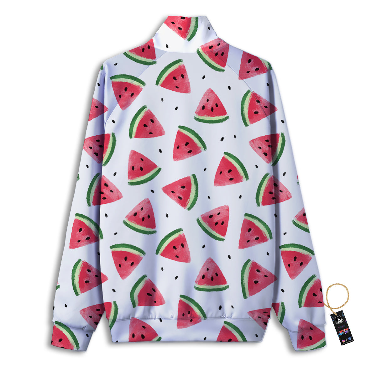Watermelon White Tropical Print Pattern Track Jacket-grizzshop